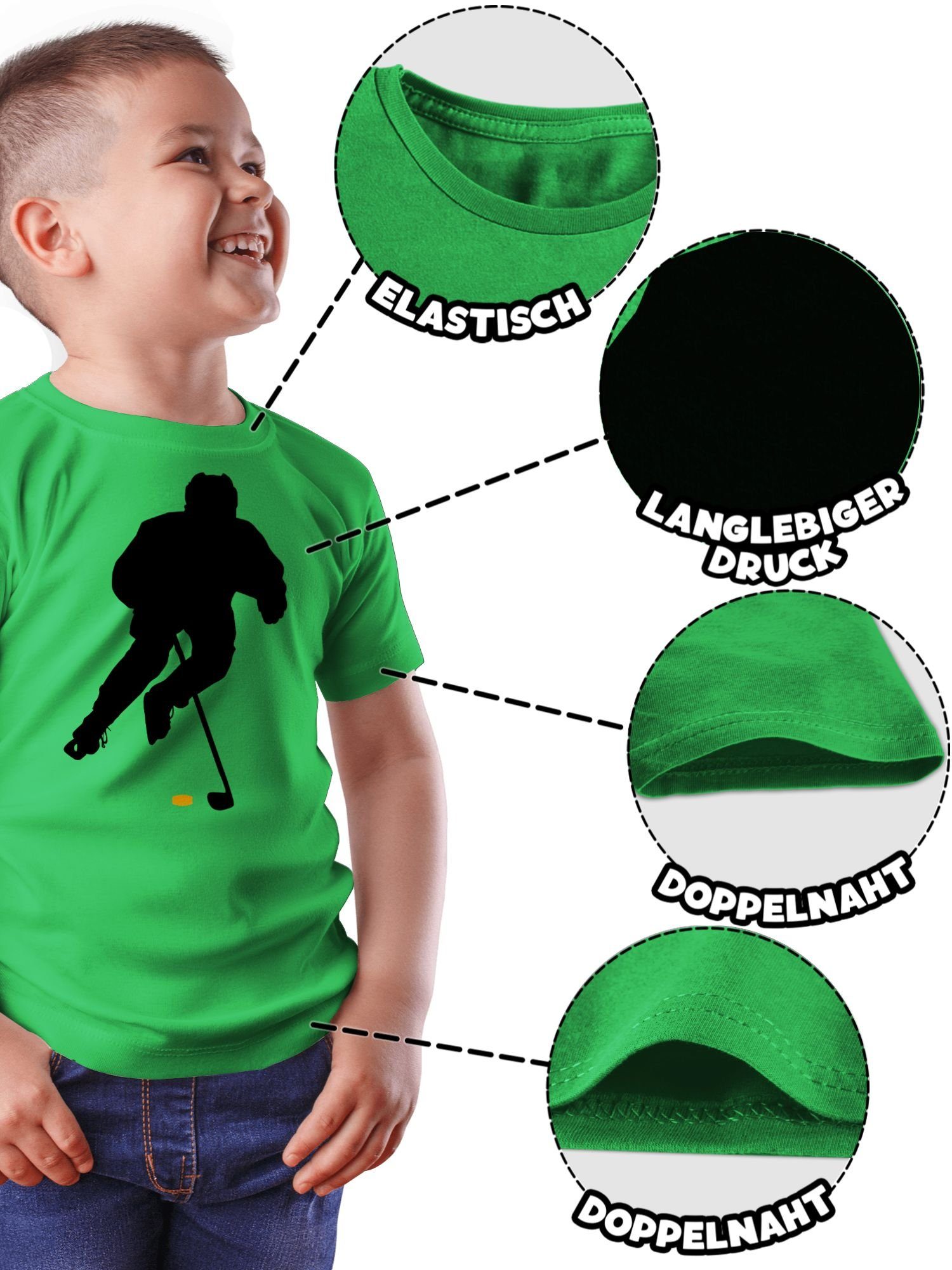 Kleidung Spieler Grün 3 Eishockey T-Shirt Shirtracer Sport Kinder