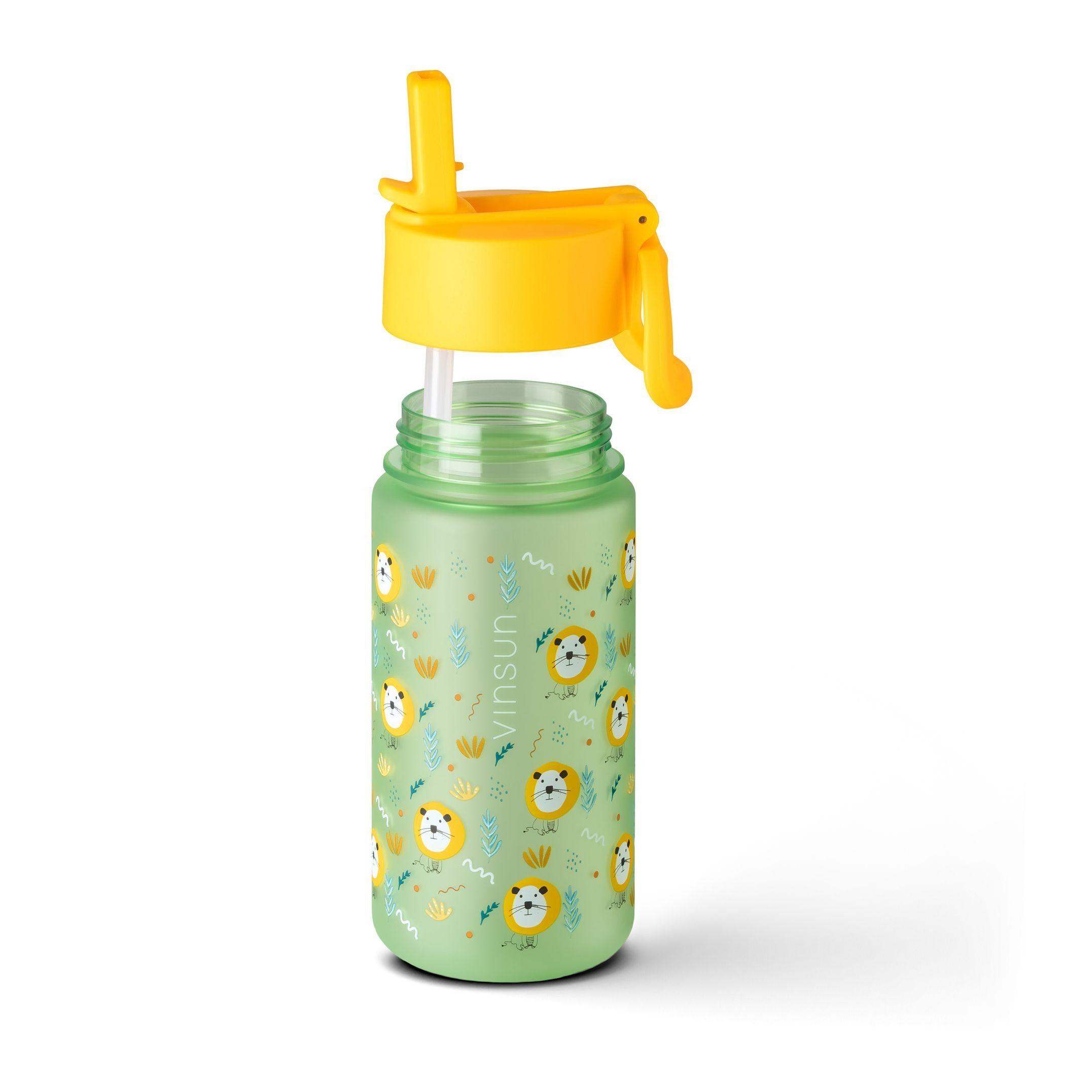 Vinsun Trinkflasche Tritan Flasche 500ml Kinder Wasserflasche mit Strohhalm auslaufsicher, BPA frei, bruchsicher, geruchs- & geschmacksneutral, geringes Gewicht