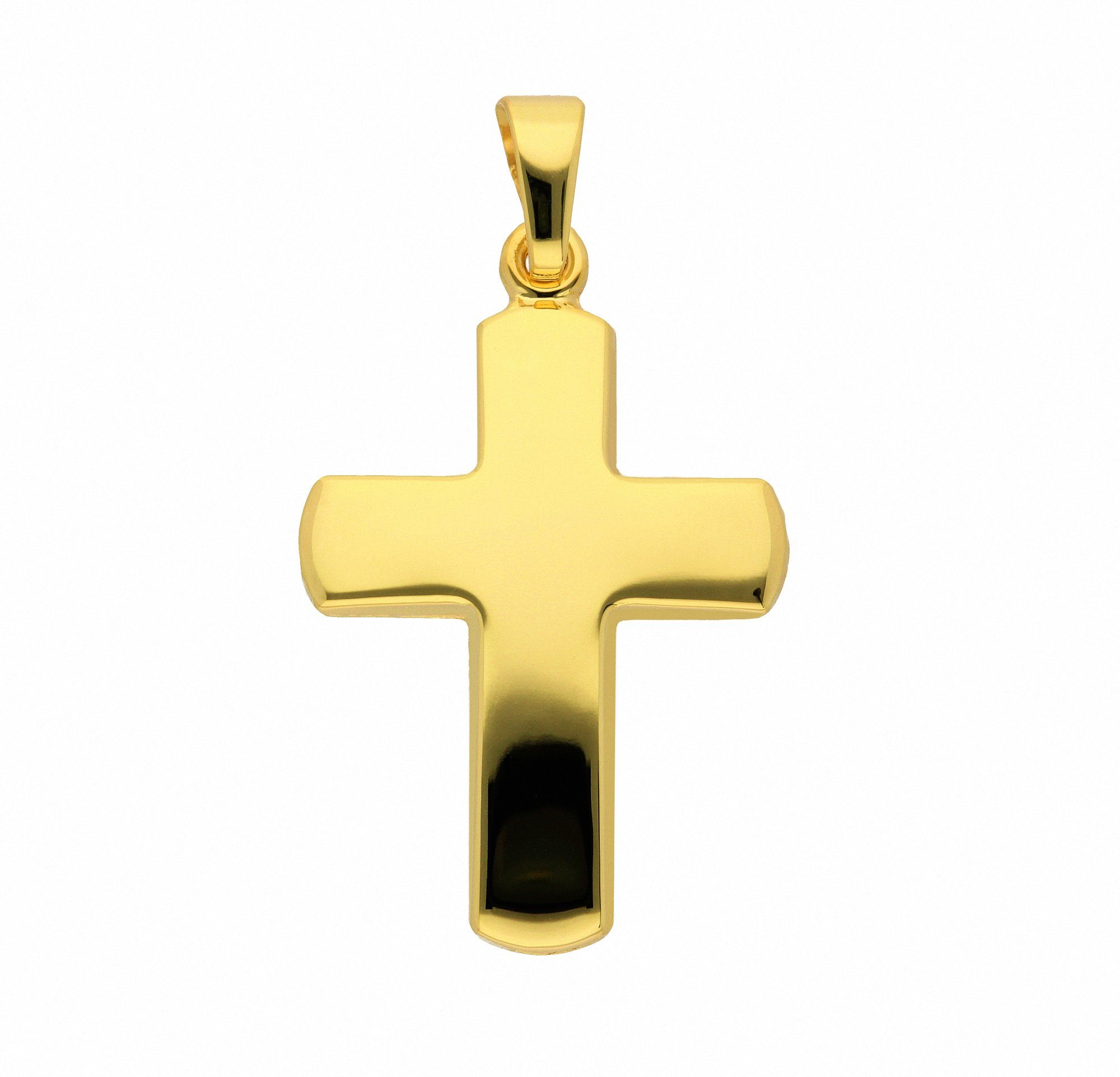 Adelia´s Kette mit Anhänger 585 Gold Kreuz Anhänger, Schmuckset - Set mit  Halskette, Maße des Anhängers - Breite 14,3 mm - Höhe 18,2 mm