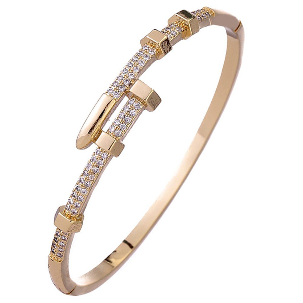 Haiaveng Armkette Diamantbesetztes Armband, Vergoldeter Spike-Armband, offenes Armreif, Armband