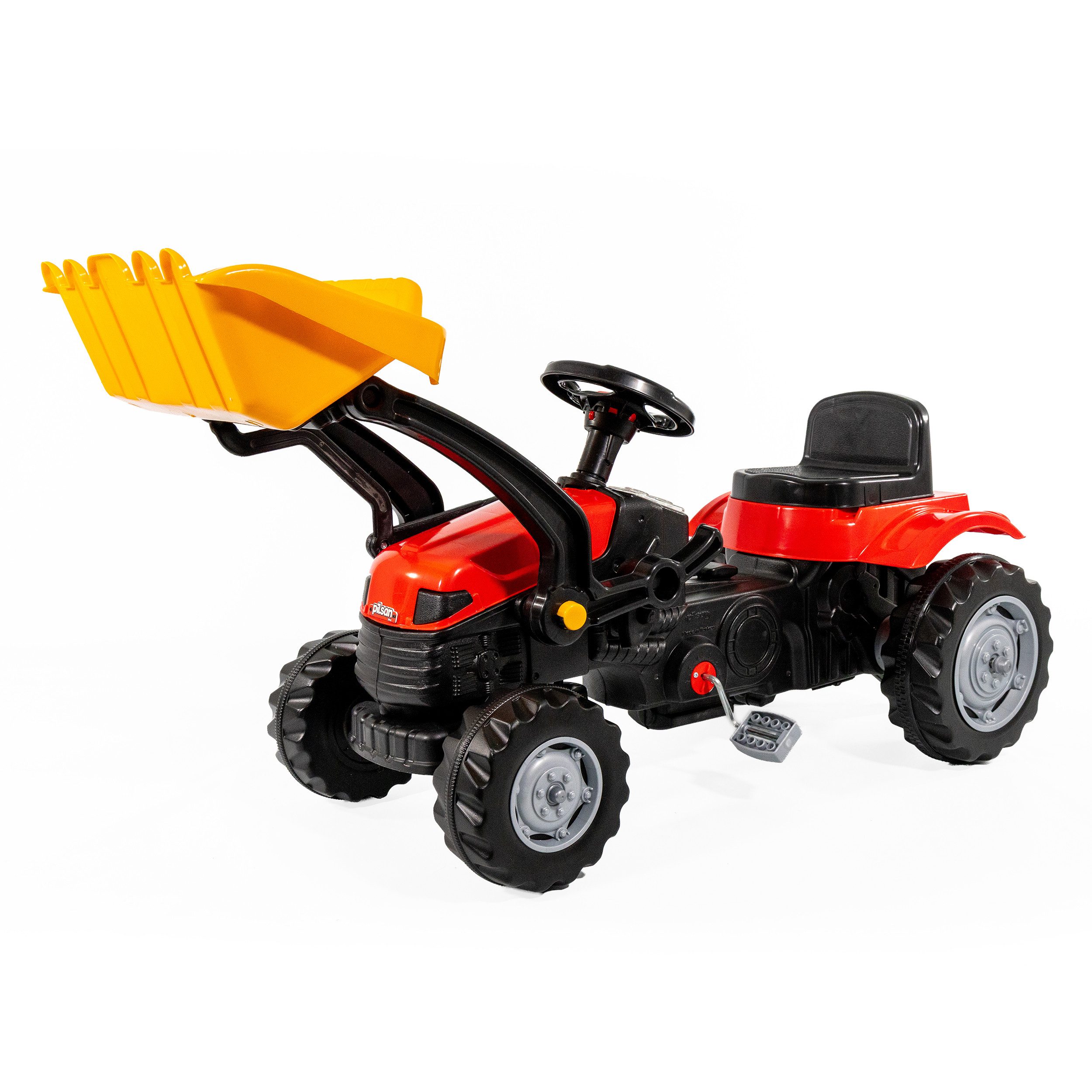 Lemodo Trettraktor Kindertraktor mit Schaufel und Hupe, Trettrecker in gelb