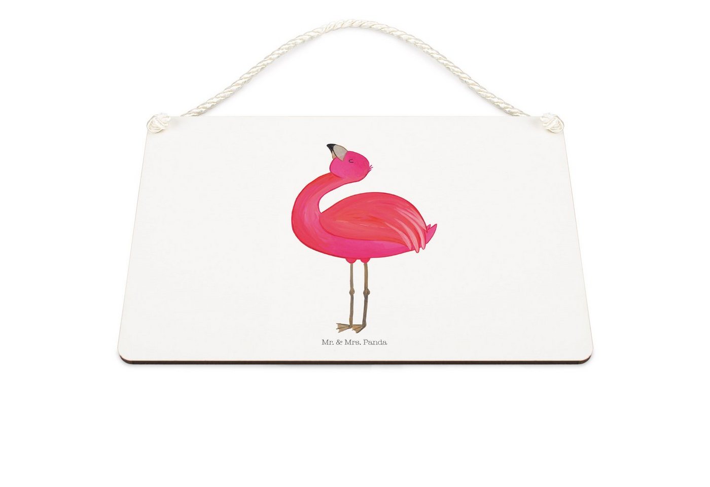 Thumbnail - Mr. & Mrs. Panda Hinweisschild Flamingo Stolz DIN A5 - Transparent - Geschenk, Schwester, Tür Schild, (Packung, 1 St., D...