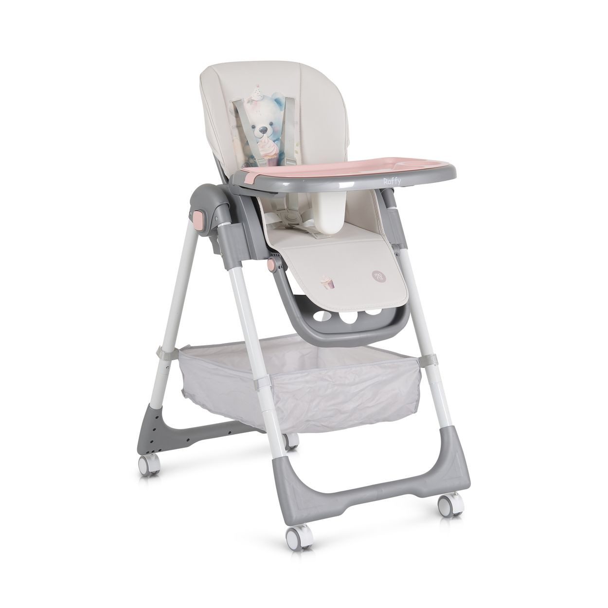Moni Kombihochstuhl Kinderhochstuhl Raffy klappbar, 4 Räder, Rückenlehne verstellbar, Korb, Gurt