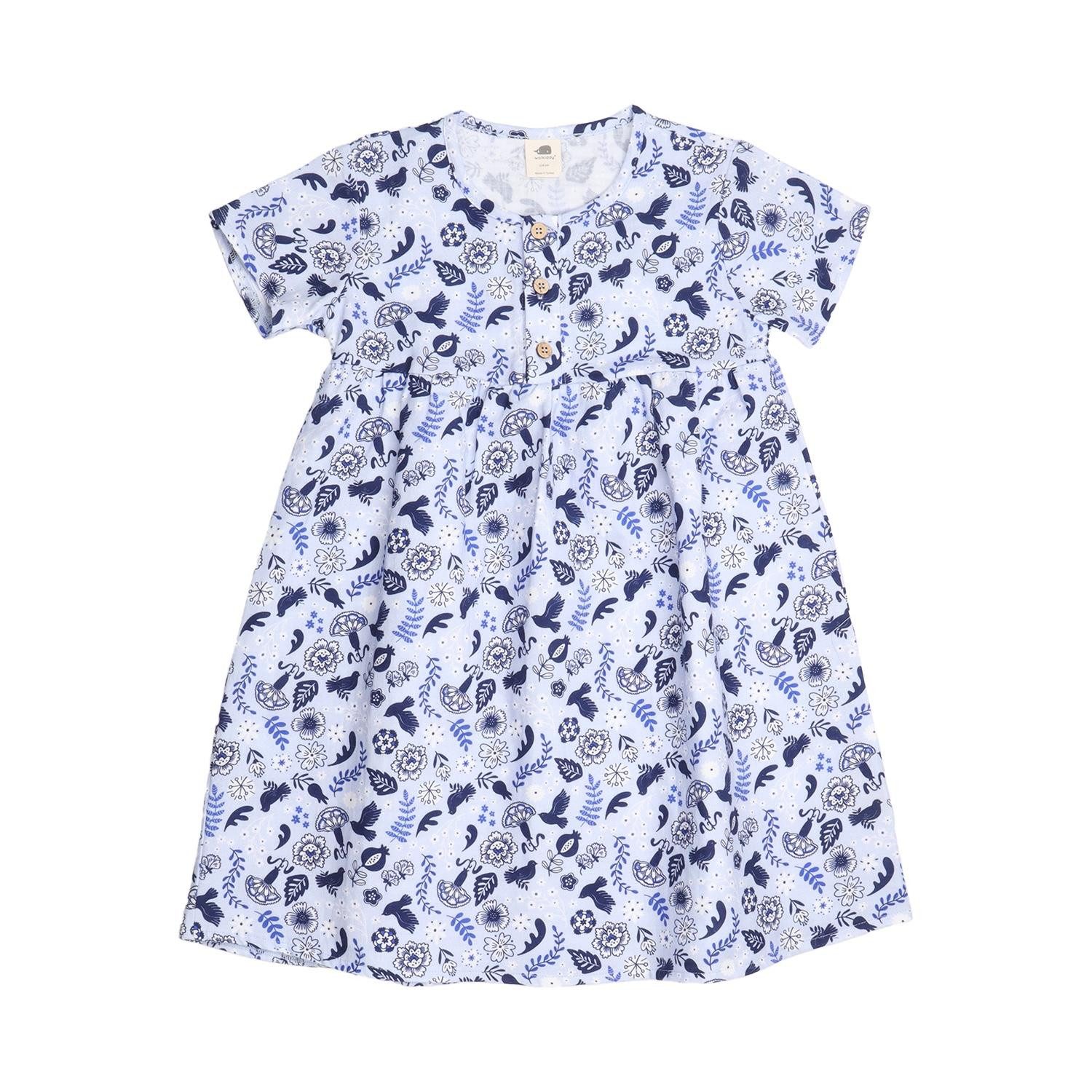 Walkiddy Sommerkleid Bio-Baumwollkleid mit Vogelmuster Bio Baumwolle,GOTS,Kinderbekleidung,nachhaltige Klamotten,Kleid