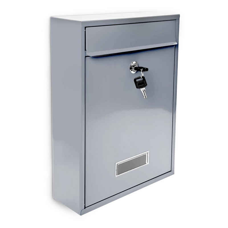relaxdays Aufbewahrungsbox Briefkasten Design 35 cm Farbauswahl, Silber