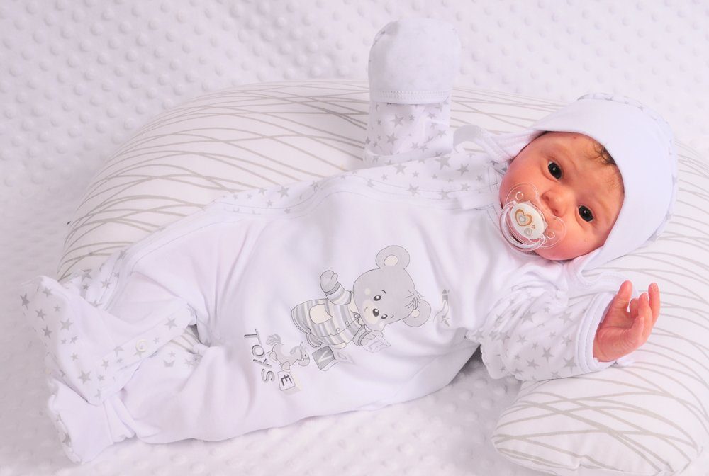 La Bortini Strampler Strampler und Mütze Set Overall mit Kratzschutz Baby Schlafanzug