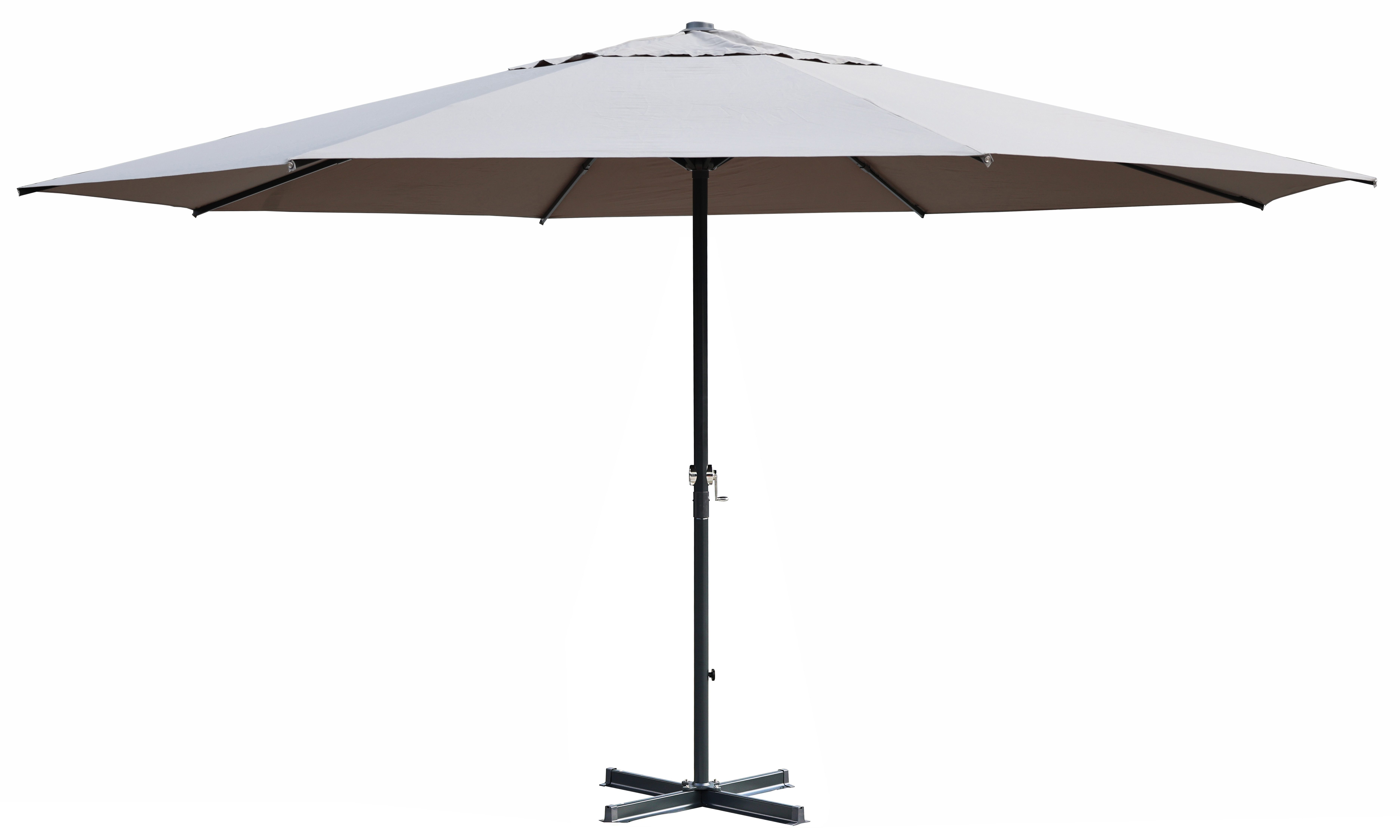 Gardissimo Sonnenschirm Marktschirm Kurbelschirm Gartenschirm hellgr. 5 m mit Kurbel 500 cm, Spar-Set, inkl. Plattenständer, inkl. Ständer