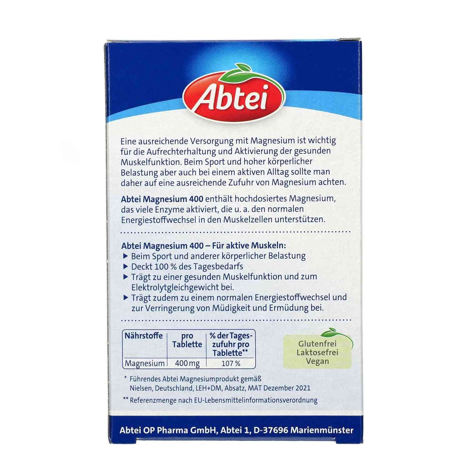 Abtei ABTEI Magnesium 400 hochdosiert Tabletten Tabletten, 30,00 St.