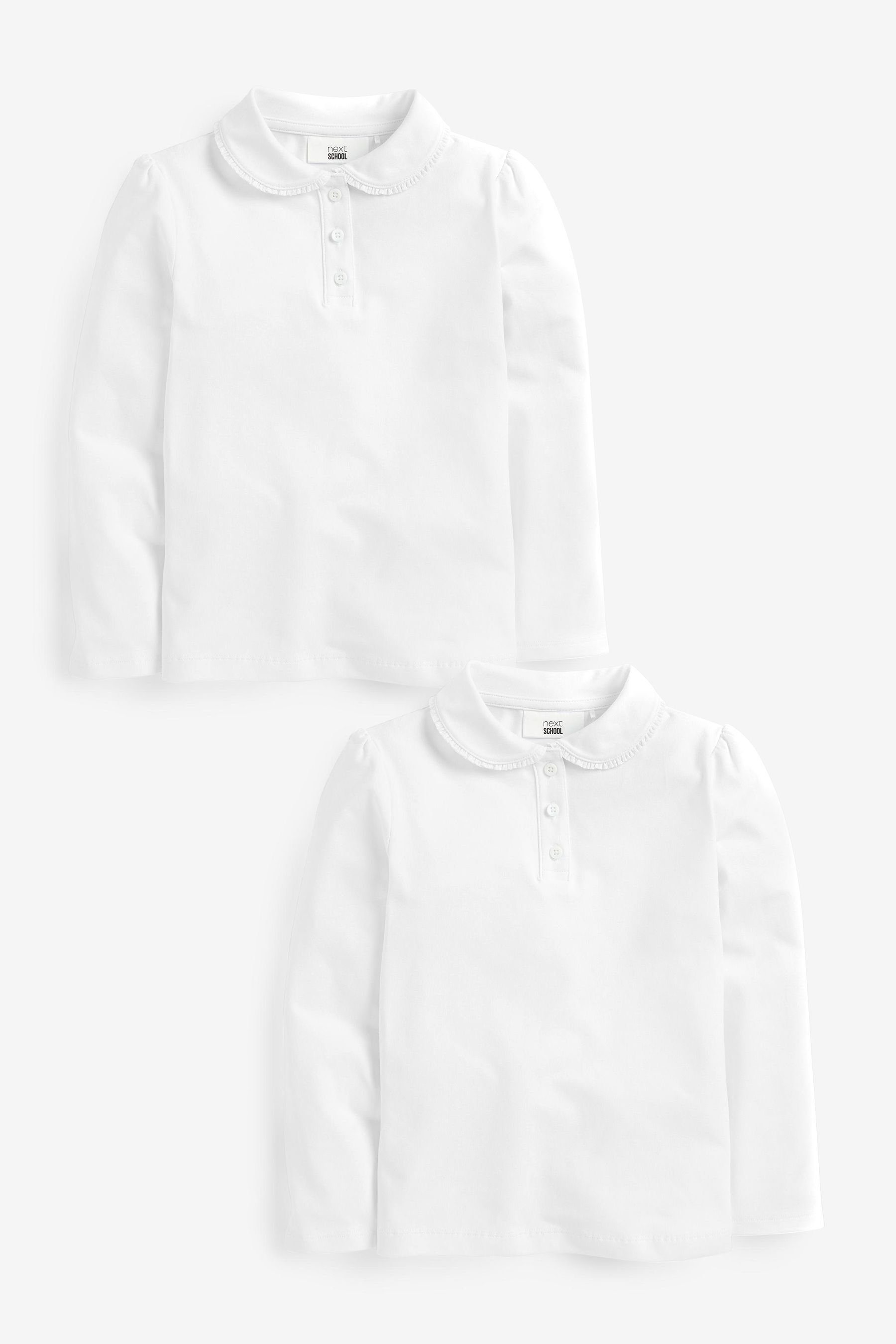 Langarm-Poloshirt Langärmelige Jersey-Oberteile, 2er-Pack
