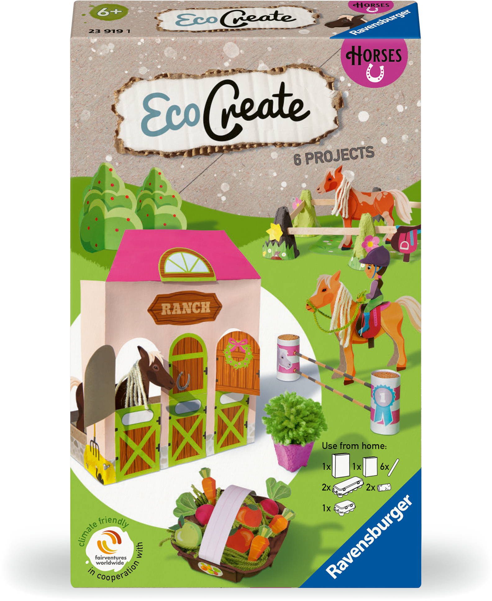Ravensburger Kreativset Upcycling Basteln EcoCreate Mini Glückliche Zeit mit Pferden 23919