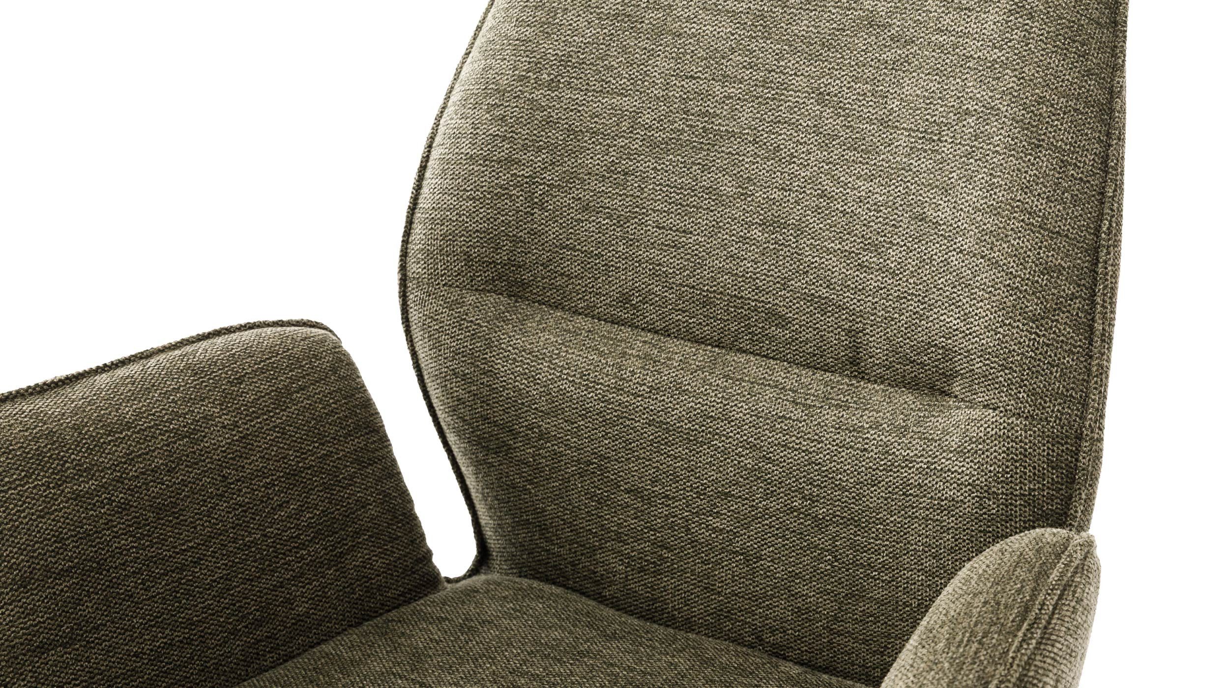 Massivart® Polsterstuhl drehbar, Esszimmerstuhl, Chenille-Optik, Armlehne, »Greyton«, gepolsterte Armlehnen · Metallgestell schwarz matt · mit Nivellierung – Bild 5 von 5