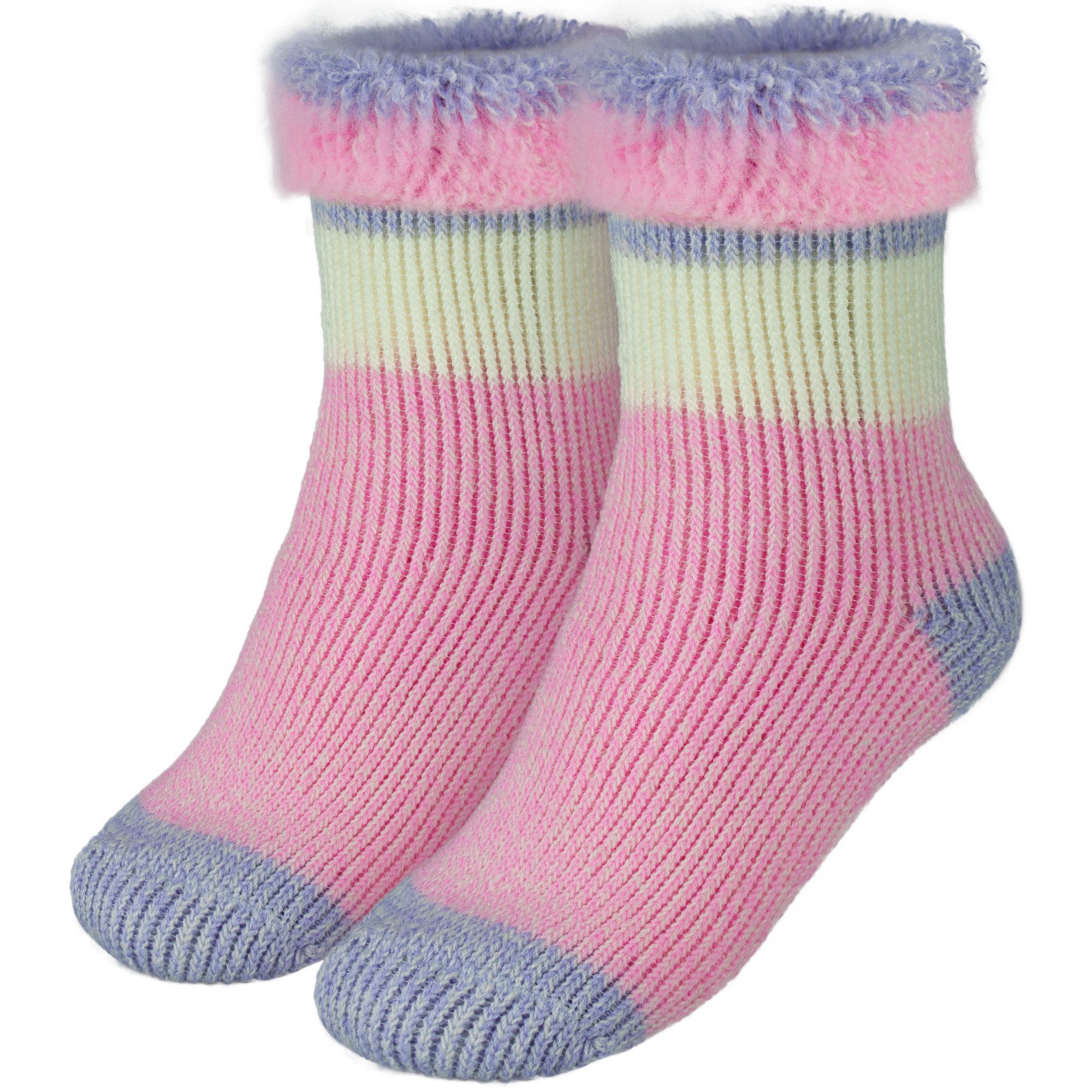 Black Snake Kuschelsocken Thermo Strümpfe für Kinder extra dick und warm für Jungen und Mädchen (Vorteilspack, 4-Paar, Rosa/Pastell Lila 5-8 Jahre) Innen flauschig weich mit hoher Wärmeisolation für kalte Wintertage