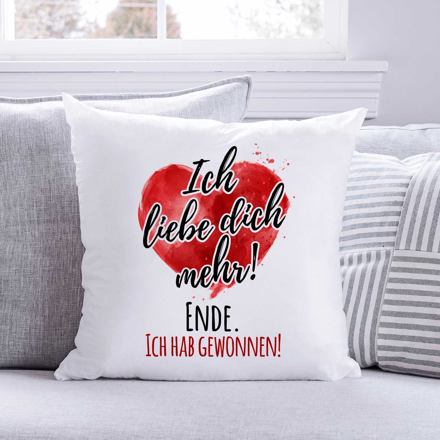 GRAVURZEILE Zierkissen mit Motiv - Ich liebe dich mehr - Geschenk -