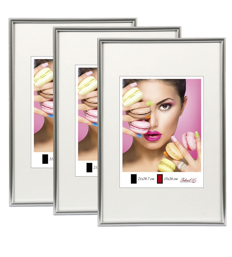 IDEAL TREND Bilderrahmen 2er 3er 5er Pack Photo Style Set Bilderrahmen Wanddeko Collage Poster, für 3 Bilder (3 St), Hochwertiger Kunststoffrahmen halbrunde Leiste Echtglas MDF-Rückwand