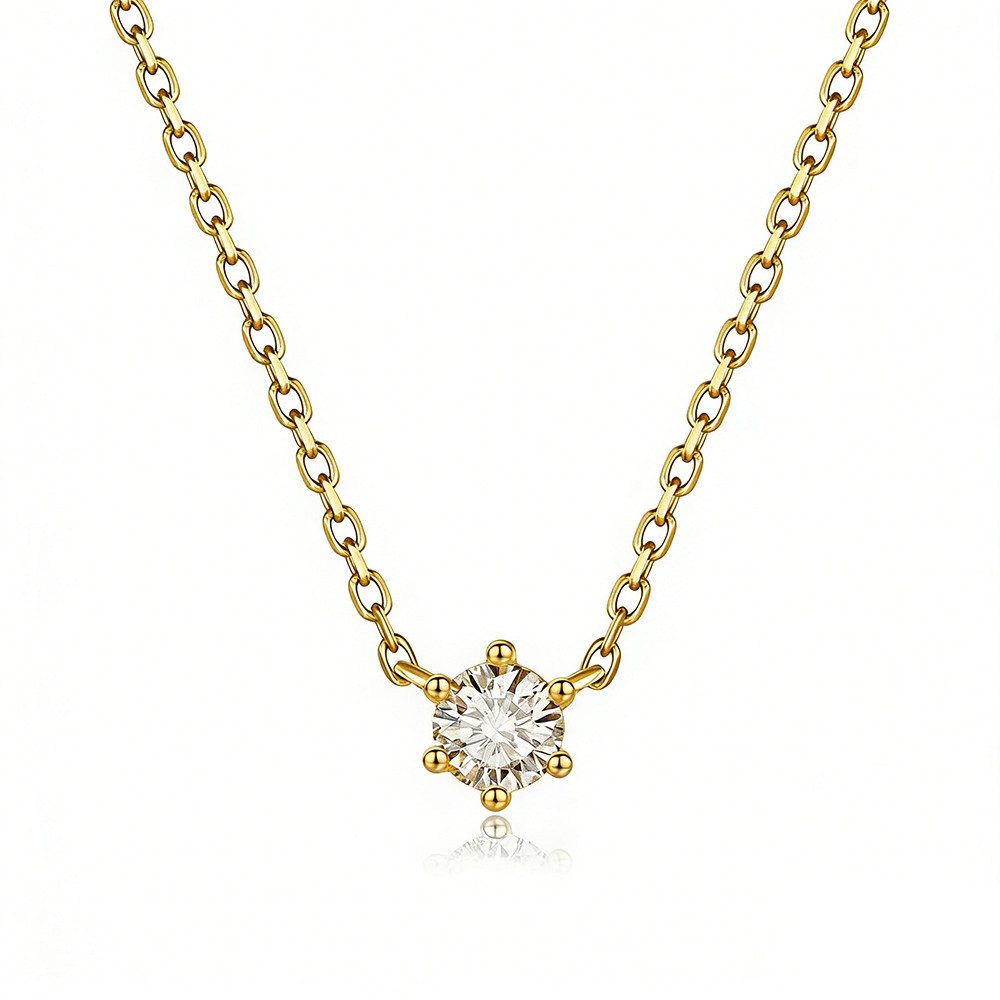 Goldkette 18K Gold Solitär Collier 0.35 ct Diamant IGI-zert.