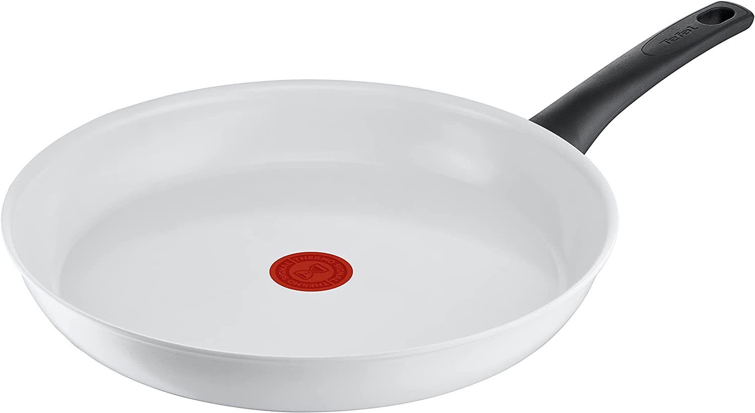 Tefal Bratpfanne Tefal C41708 Keramiksteuerung Bratpfanne 32 cm, sichere  Keramikbeschichtung, Thermosignal-Temperaturanzeige, leicht zu reinigen,  geeignet für Induktionsherde, weiß