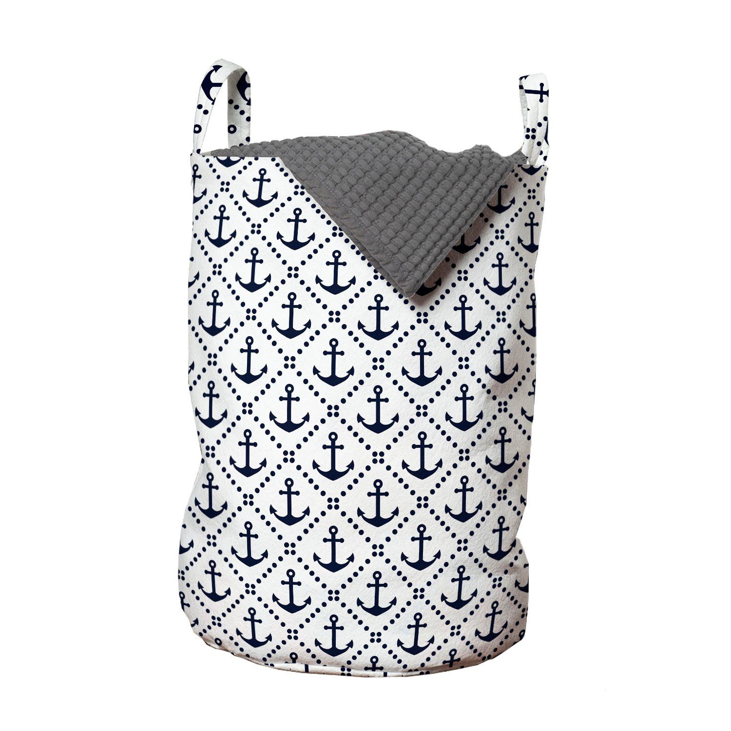 Abakuhaus Wäschesäckchen Wäschekorb mit Griffen Kordelzugverschluss für Waschsalons, Geometrisch Seeanker Dots