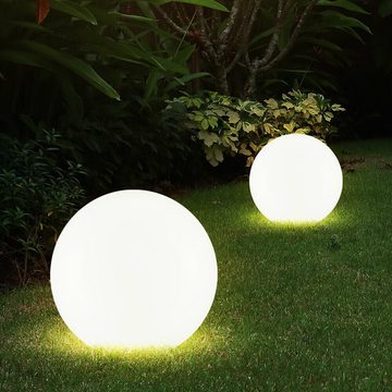 etc-shop LED Gartenleuchte, LED-Leuchtmittel fest verbaut, 2er Set LED Außen Leuchten Solar Kugel Strahler Terrassen Garten