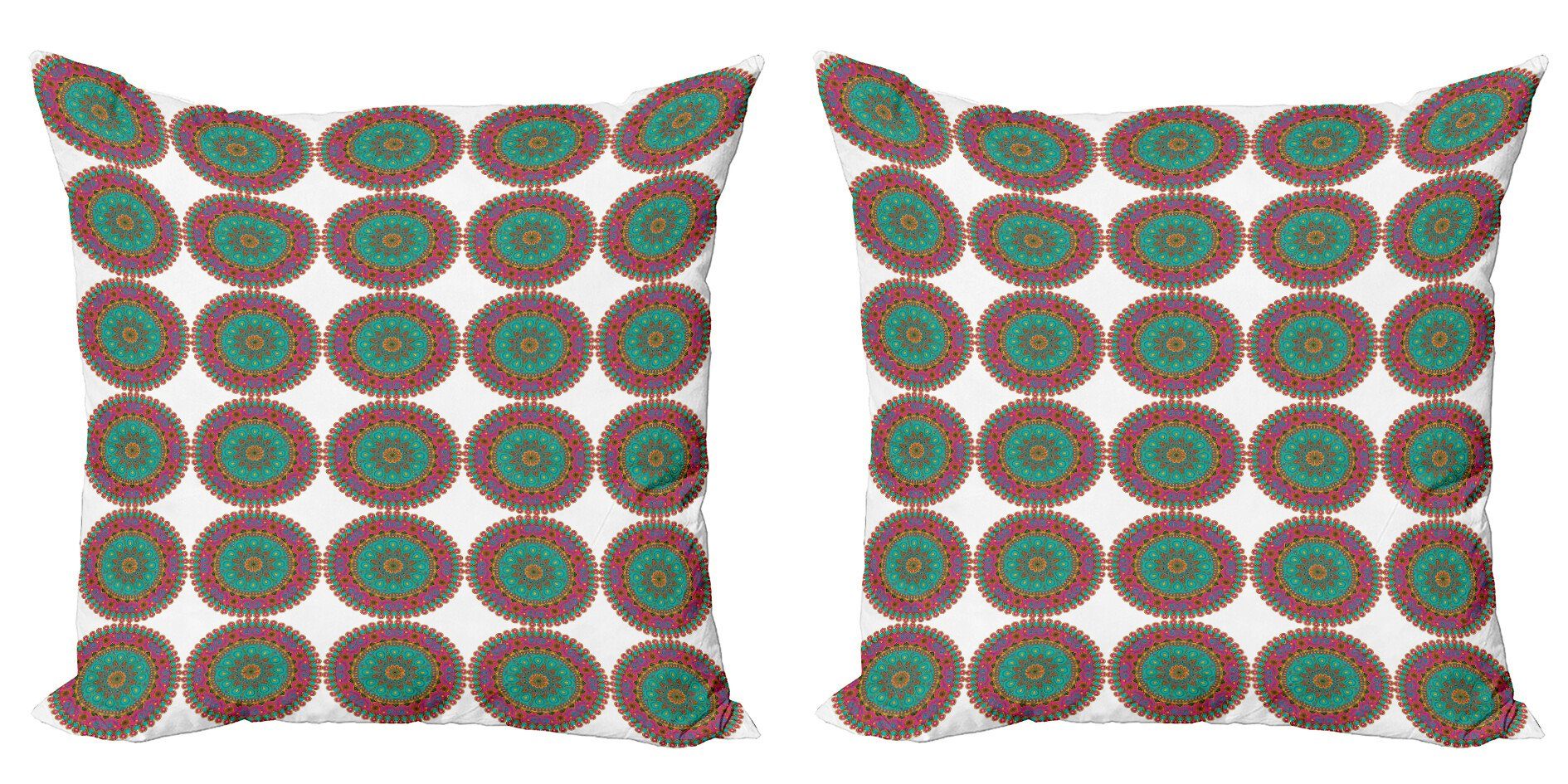 Doppelseitiger Modern Stück), (2 Digitaldruck, Mandala Blauer Bunte Accent Motiv Curly Abakuhaus Kissenbezüge