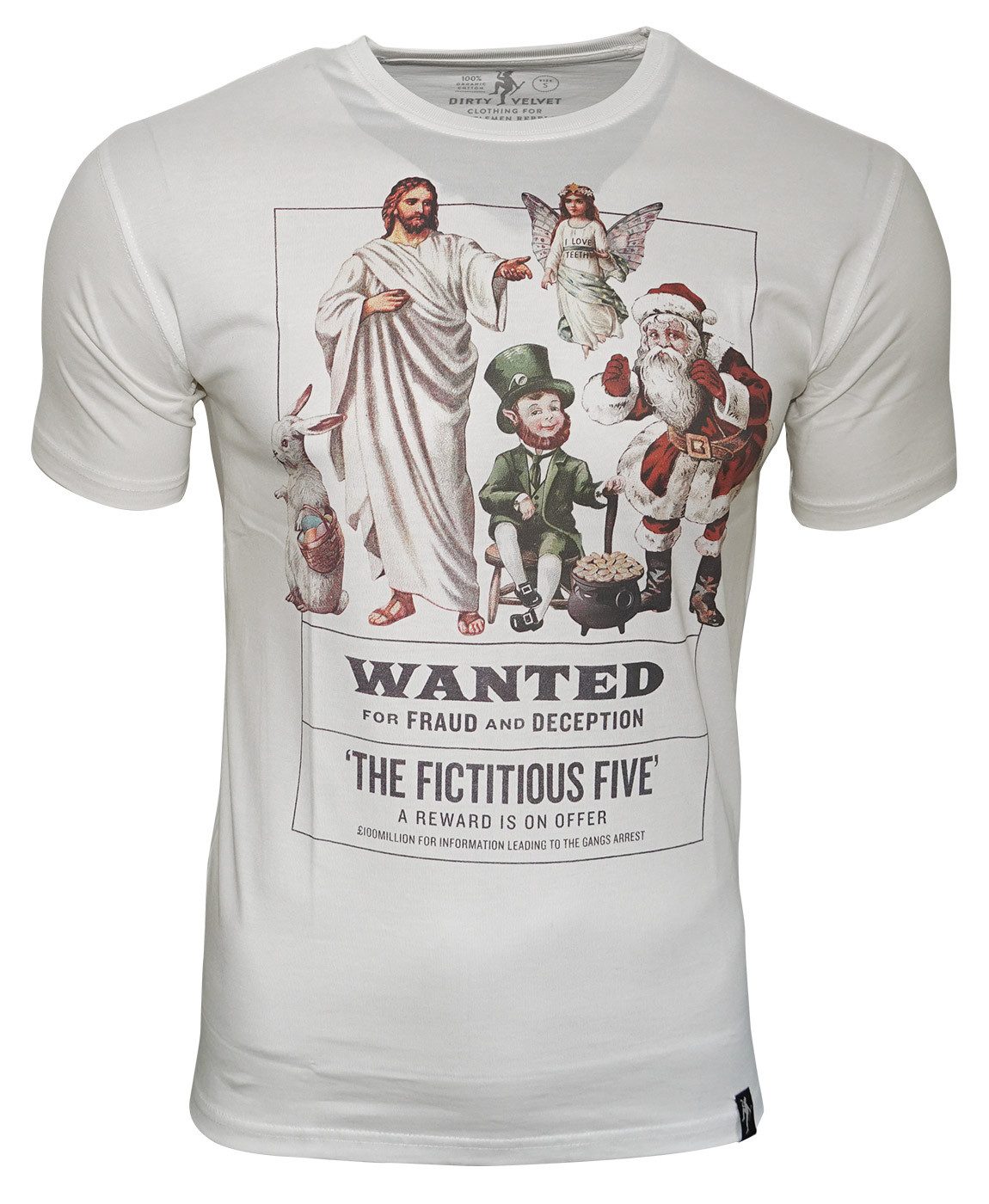 Dirty Velvet T-Shirt DIRTY VELVET Herren T-Shirt THE FICTITIOUS FIVE-Weiss-XXL