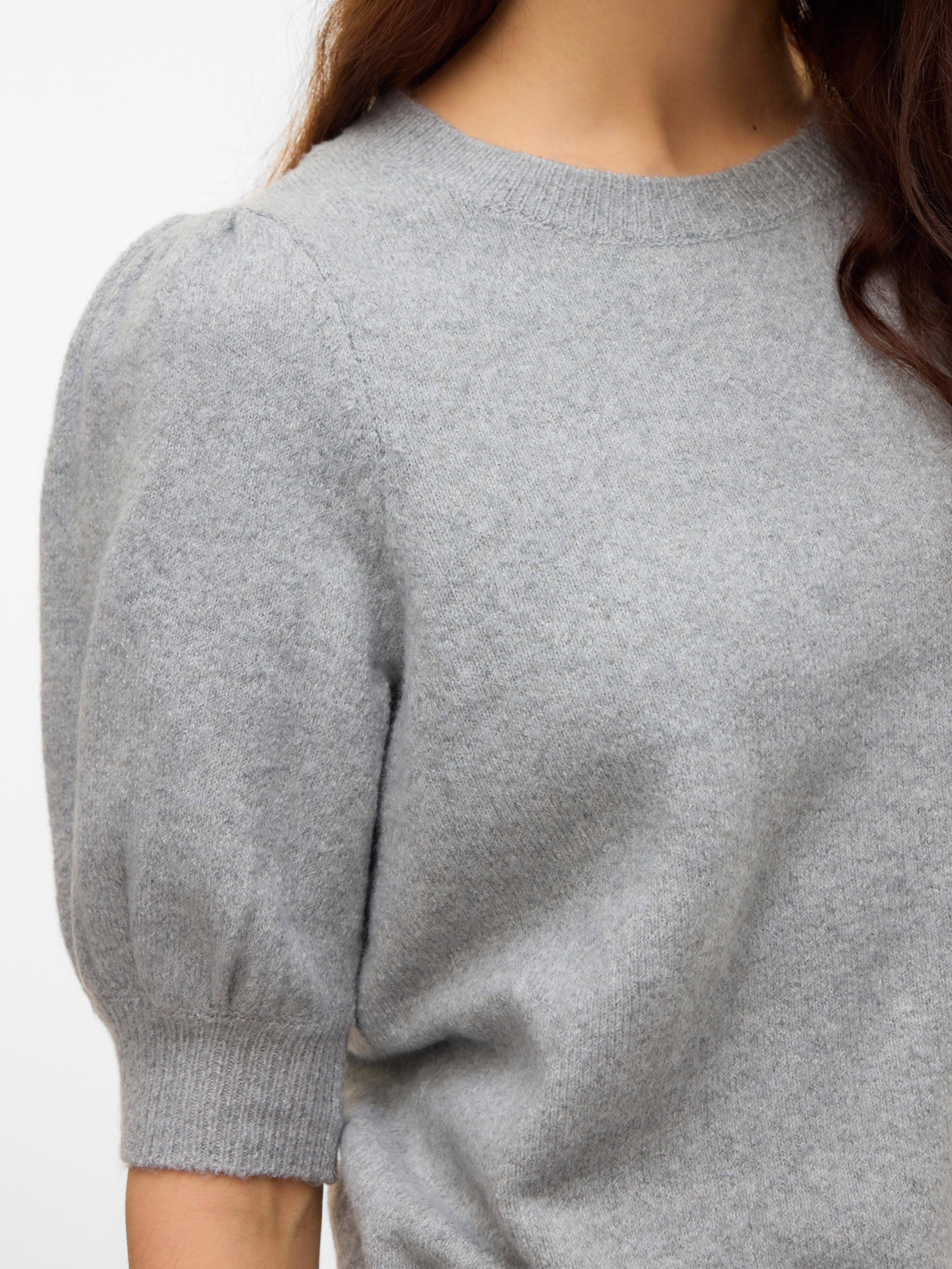 Vero Moda Rundhalspullover VMDOFFY 2/4 O-NECK PULLOVER GA NOOS mit kurzen Puffärmeln