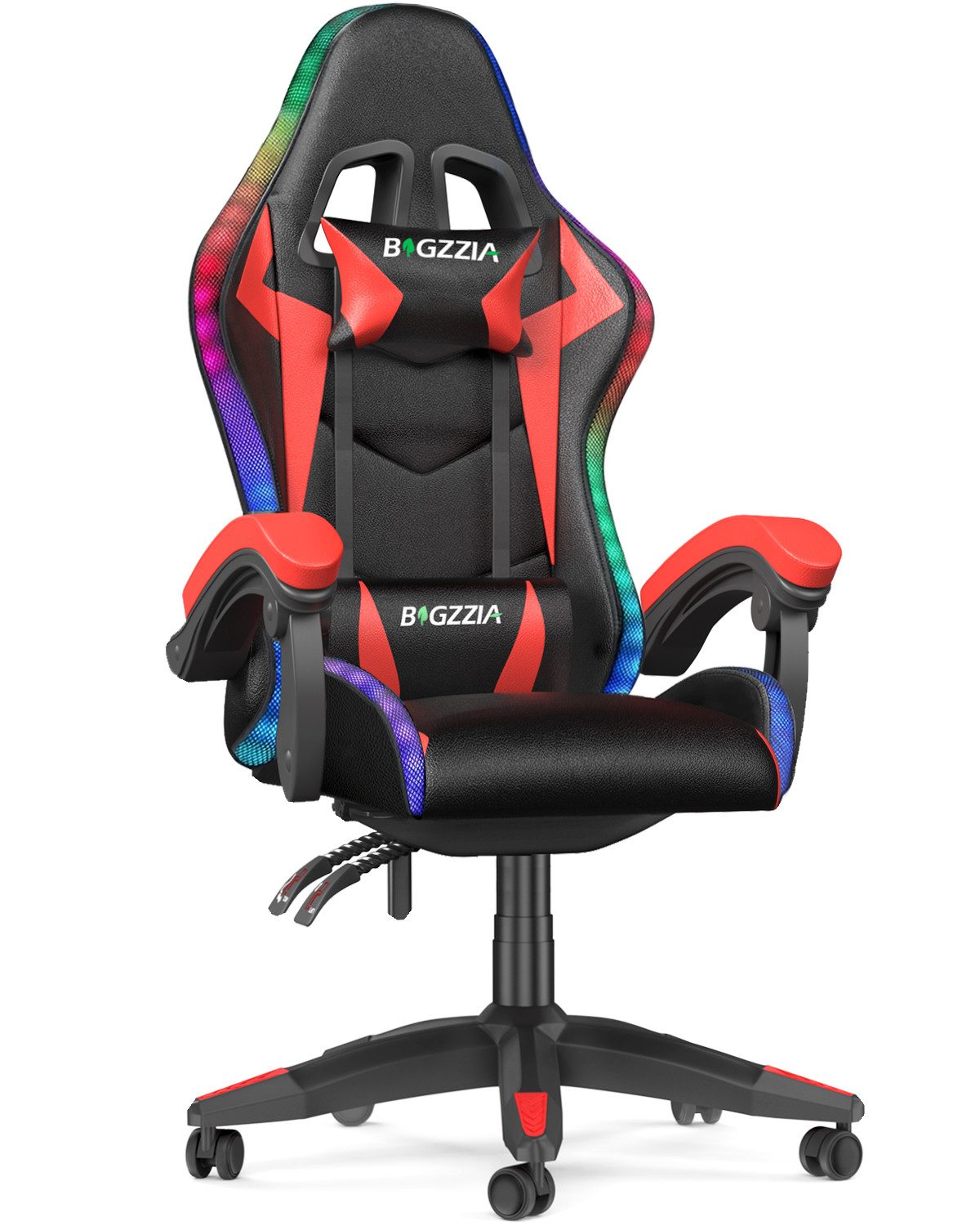 BIGZZIA Gaming-Stuhl mit LED - Gaming Chair Gamer Stühle RGB Licht, Beleuchtung Computerstuhl Höhenverstellbar Ergonomisch Bürostuhl