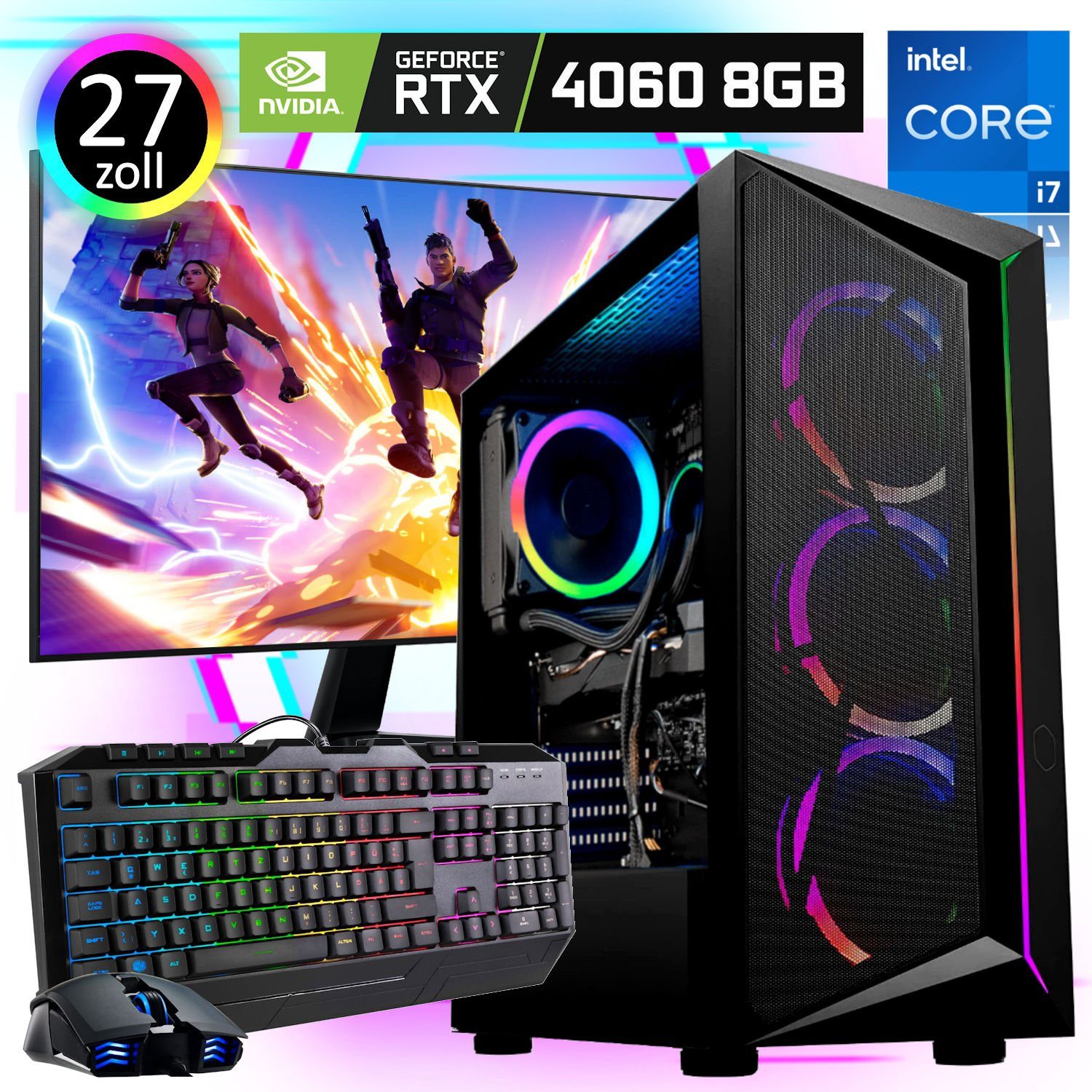 Meinpc Xdream i7 4060 272K Gaming-PC-Komplettsystem (27,00", Intel Core i7  12700K, Nvidia GeForce RTX 4060, 32 GB RAM, 1000 GB SSD, Gaming, Gamer,  Windows 11 Pro)