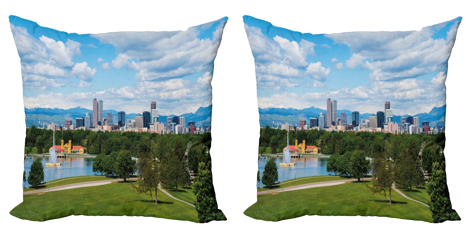 Kissenbezüge Modern Accent Städtisch Digitaldruck, Doppelseitiger Denver Stück), (2 Abakuhaus City Sunny in Park