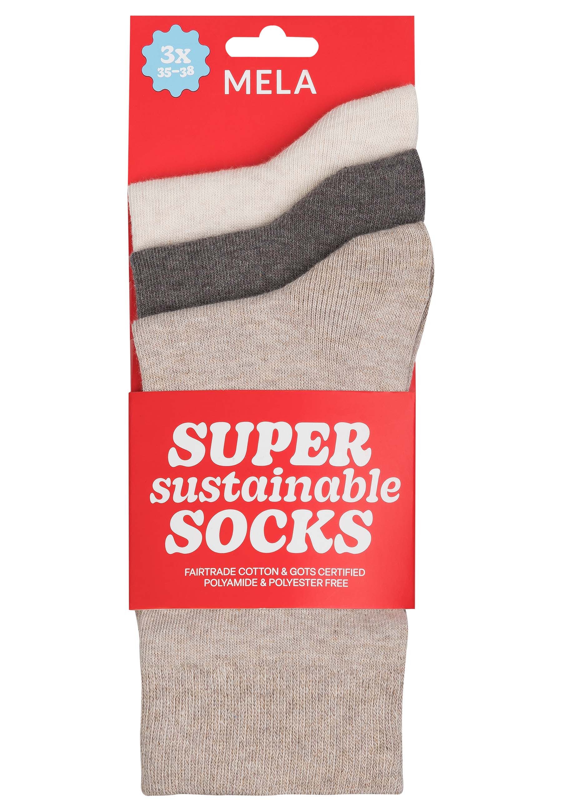 MELA Socken Basic Socken 3 Paare Ohne Polyester & Polyamid. Das Elasthan is günstig online kaufen