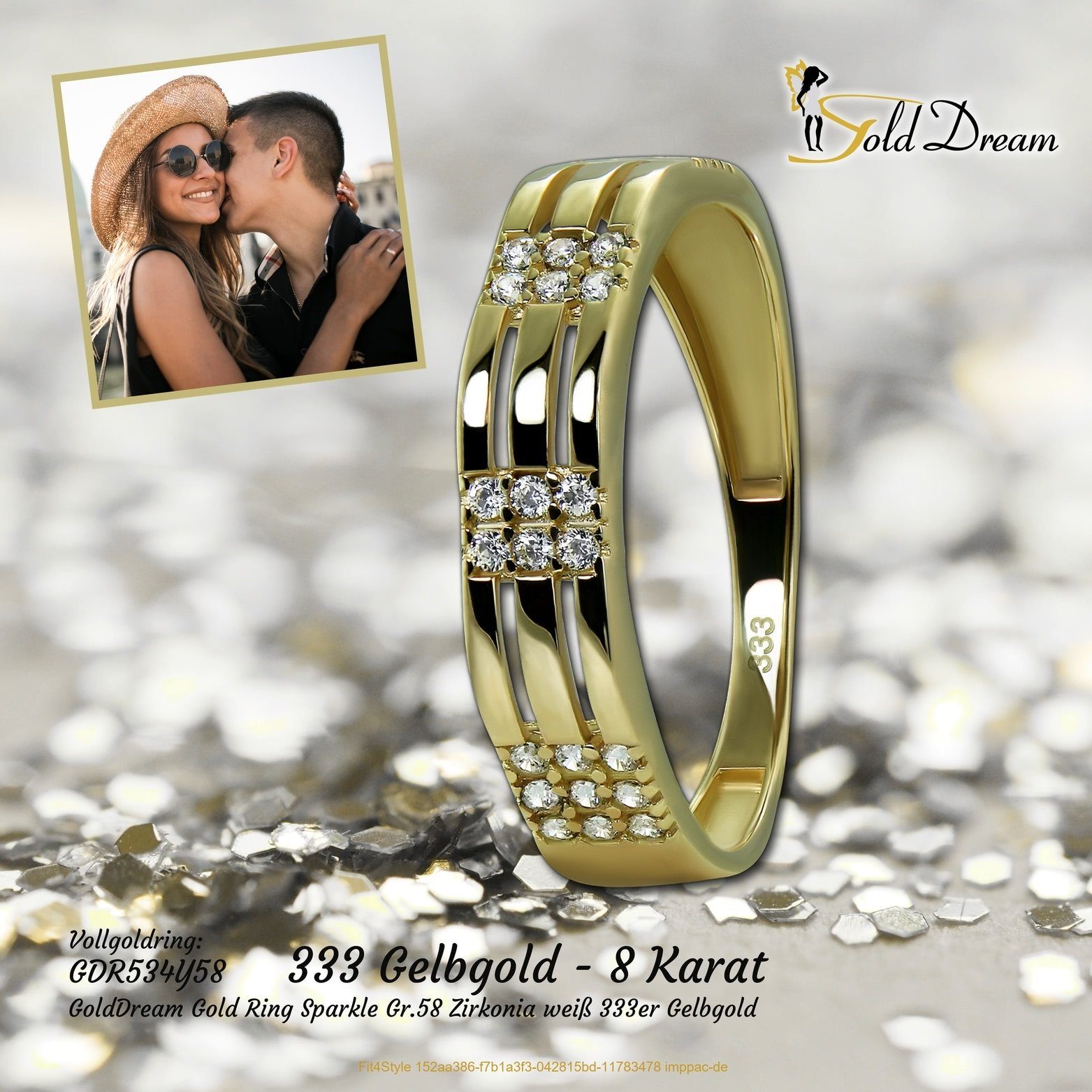 Sparkle Ring Sparkle Gelbgold Goldring Echtgold, GoldDream weiß Gr.58 333er gold, Damen Gold Ring GoldDream (Fingerring),
