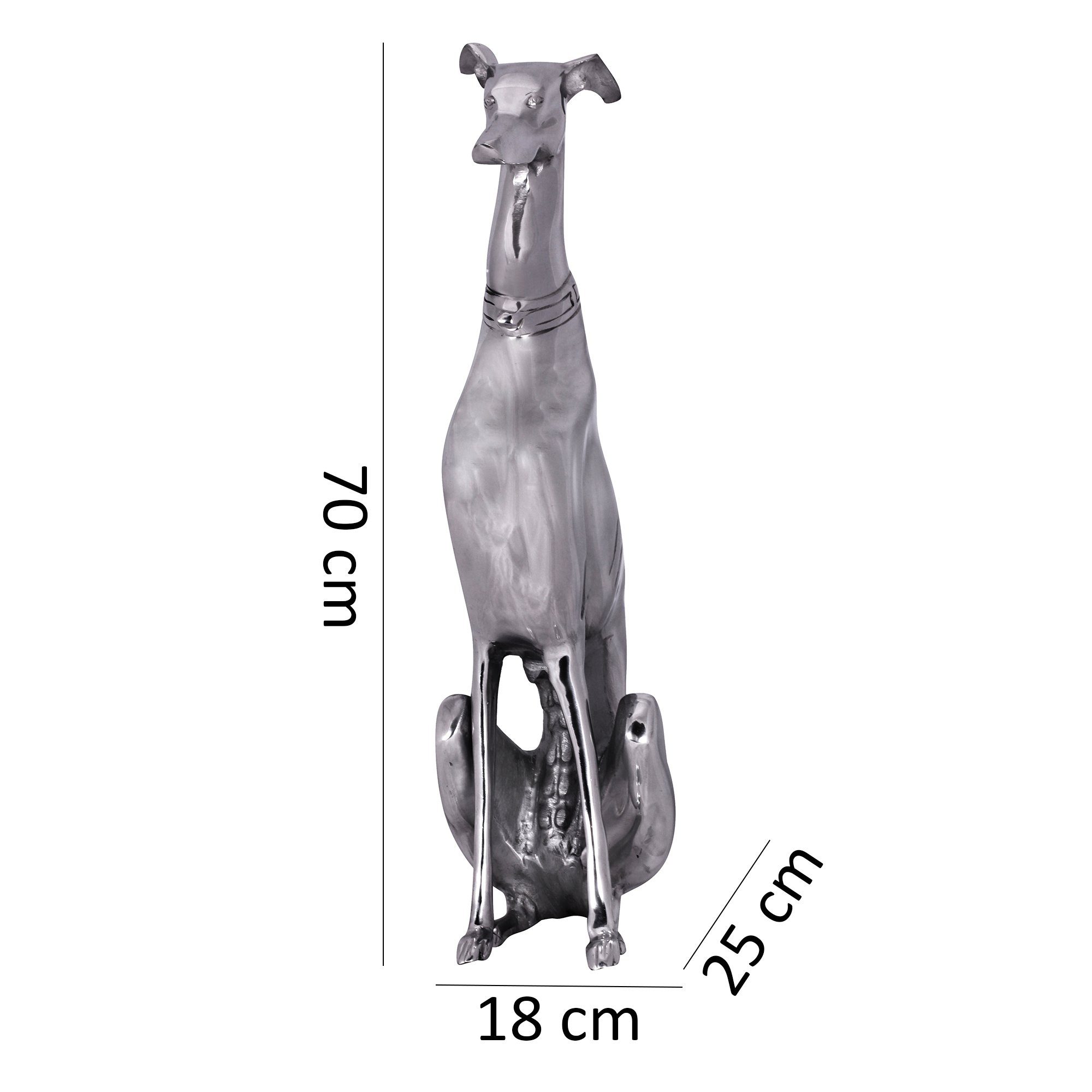 Tierfigur Metall Dekoration Modern), Hundefigur Skulptur Aluminium 18x70x25cm (Windhund Hundestatue Silber FINEBUY FB37863 Groß,