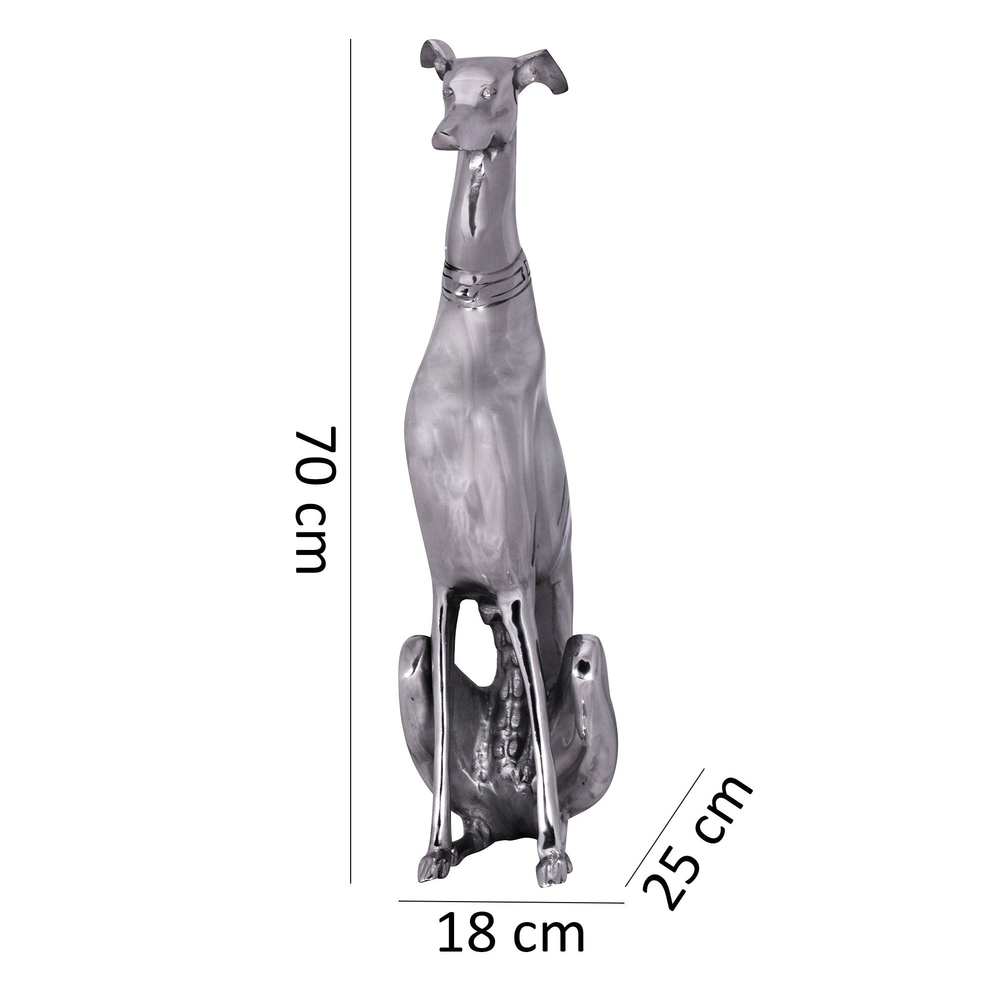 FINEBUY Tierfigur Deko Design Dog aus Aluminium silbern Windhund Skulptur H günstig online kaufen