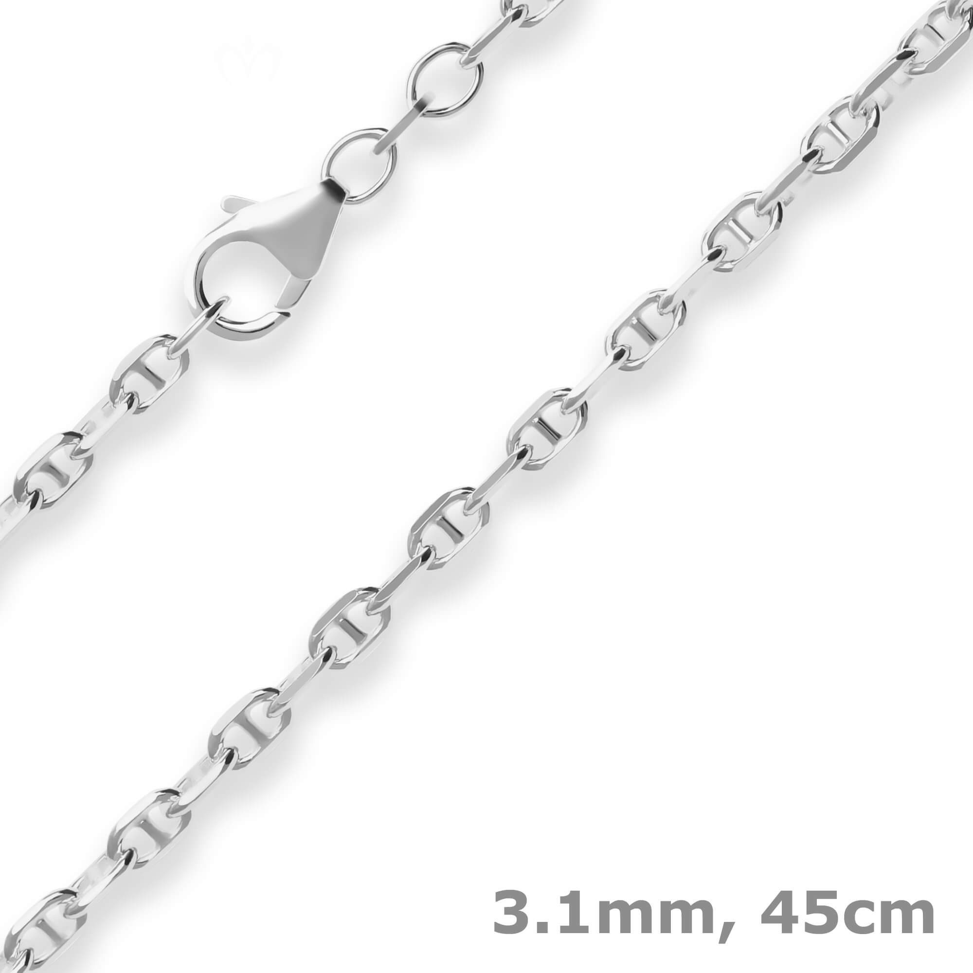 Silberkette 3,1mm Ankerkette-Steg aus 925 Silber 45cm