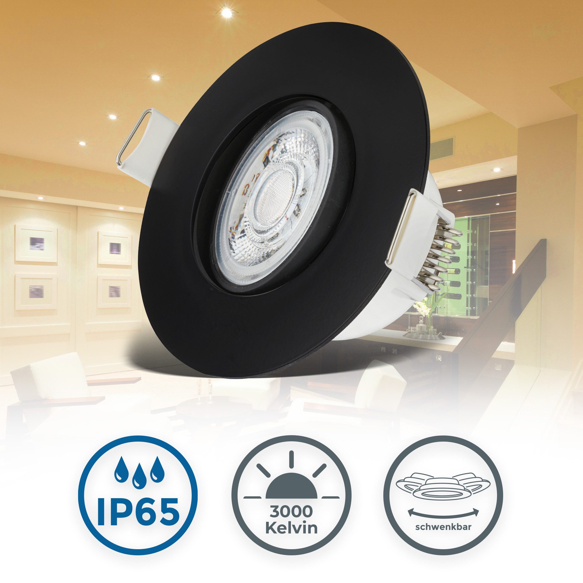 B.K.Licht LED Einbauleuchte 6er Set Bad Einbaustrahler, IP65, Schwenkbare D günstig online kaufen