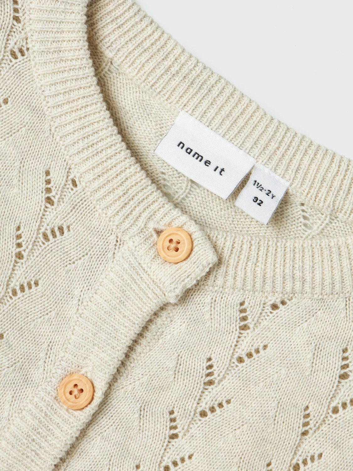 Name It Strickjacke NMFBANNI für Mädchen mit Ajour-Strick und Rippbündchen unifarben, casual, regular fit, Baumwolle, Rundhals