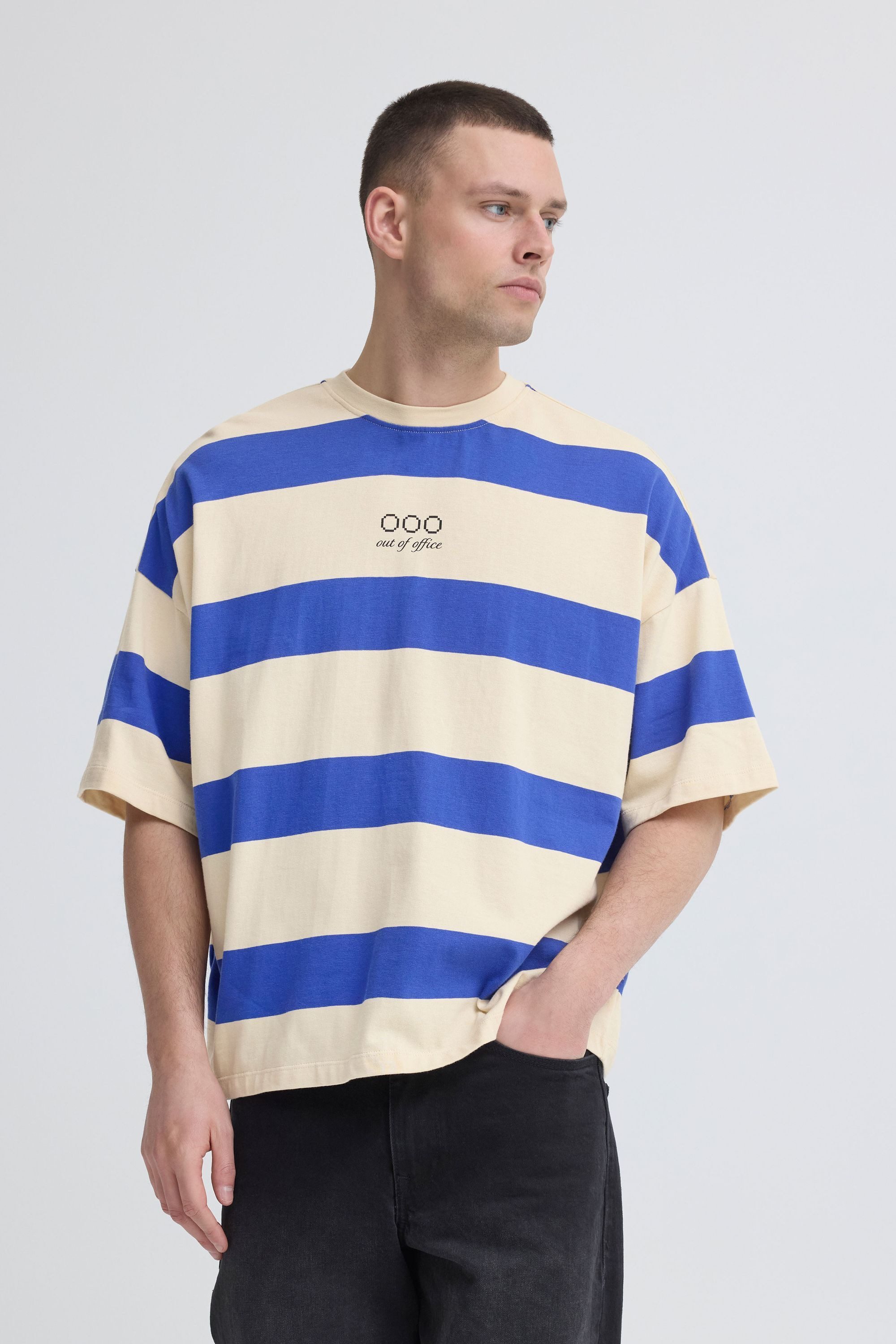 Blend Rundhalsshirt BHKaveh Weites T-Shirt mit breiten Streifen