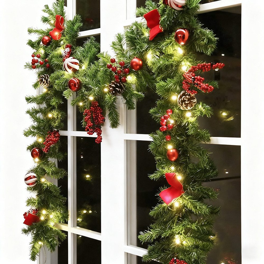 Kunstgirlande Weihnachtsgirlande Künstlicher weihnachtsgirlande geschmückt, günstig online kaufen