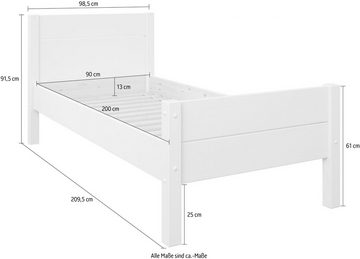 Home affaire Einzelbett "ATSU ", ideal für Kinderzimmer, zertifiziertes Massivholz (Kiefer), schlichtes Skandi-Design