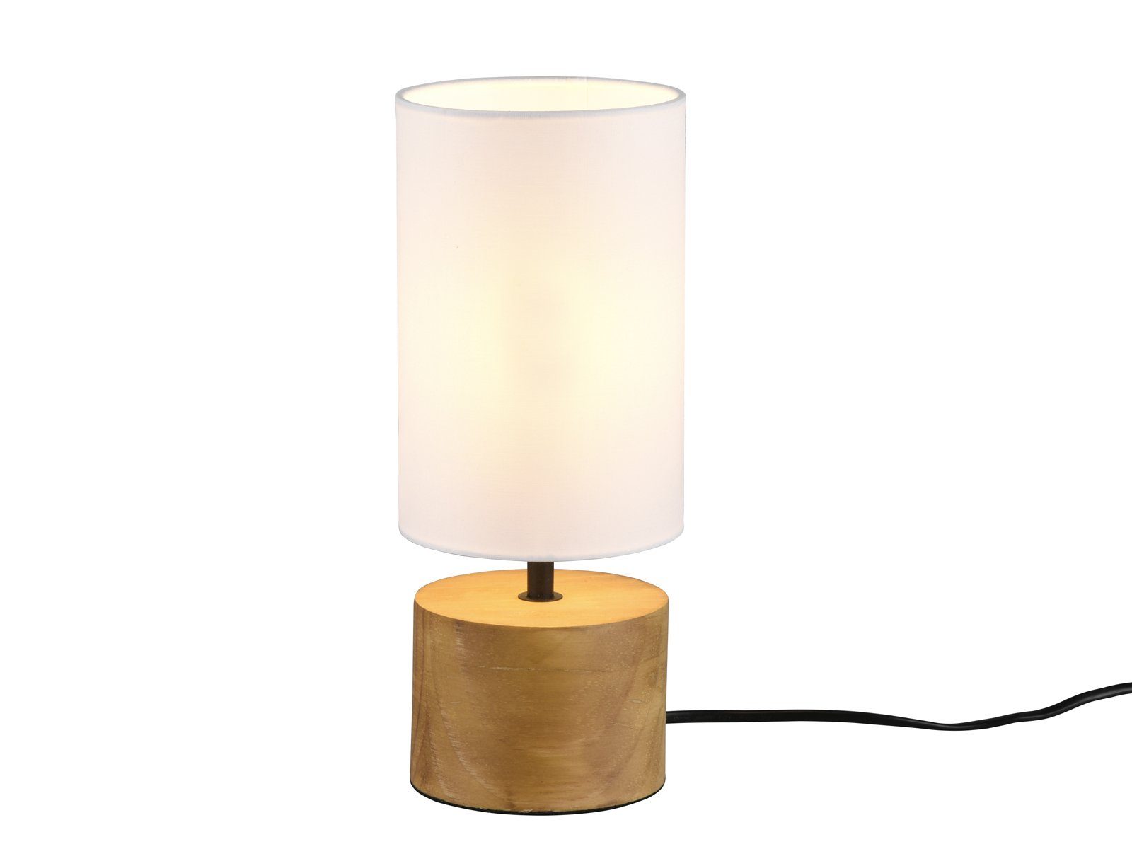 Höhe Warmweiß, 30cm Holz-fuß dimmbar Lampenschirm LED skandinavisch wechselbar, meineWunschleuchte LED Fensterlampe Nachttischlampe, Dimmfunktion, mit