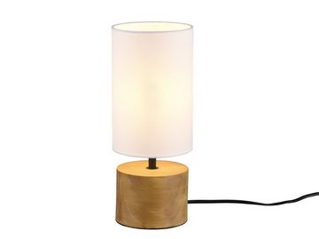 meineWunschleuchte LED Nachttischlampe, Dimmfunktion, LED wechselbar, Warmweiß, dimmbar mit Holz-fuß Lampenschirm skandinavisch Fensterlampe Höhe 30cm