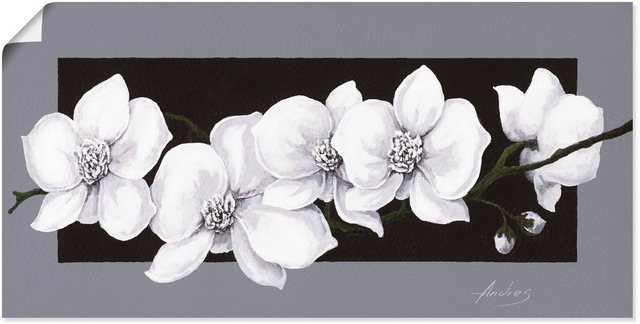 Artland Wandbild »Weiße Orchideen auf grau«, Blumen (1 Stück), in vielen Größen & Produktarten - Alubild / Outdoorbild für den Außenbereich, Leinwandbild, Poster, Wandaufkleber / Wandtattoo auch für Badezimmer geeignet-Otto