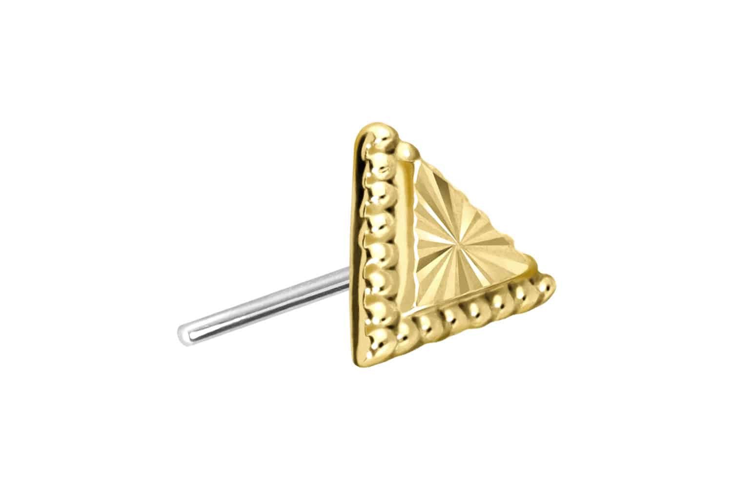Piercing-Set 14 Karat Gold Aufsatz mit Titan Push Pin DREIECK