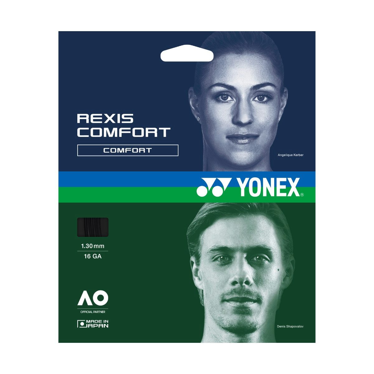 Yonex Tennissaite Rexis Comfort (Power+Komfort) schwarz 12m Set, Saitendicke: 1.30