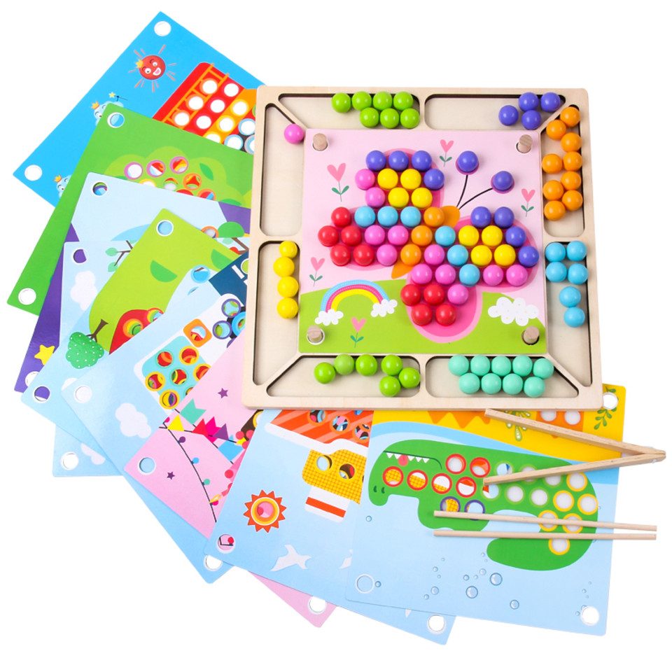 White Fox Studio Lernspielzeug Perlen Puzzle - Clip Perlen Spiel, Montessori-Ansatz (Geschicklichkeit, Koordinaten, Geduldsspiel), Unterstützt Logik, Hand-Auge-Koordination und MINT-Entwicklung.