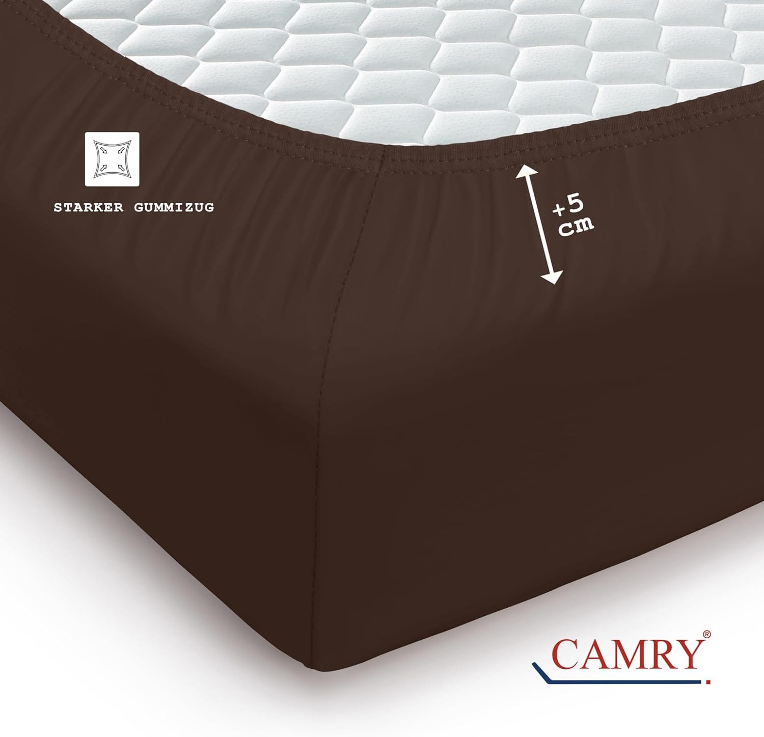 Camry Spannbettlaken CLASSIC Jersey 100% Baumwolle Spannbetttuch atmungsaktiv Gummizug, Jersey Baumwolle, Gummizug: rundum, 100% Baumwolle, alle Matratzenhöhen, – Bild 4 von 5