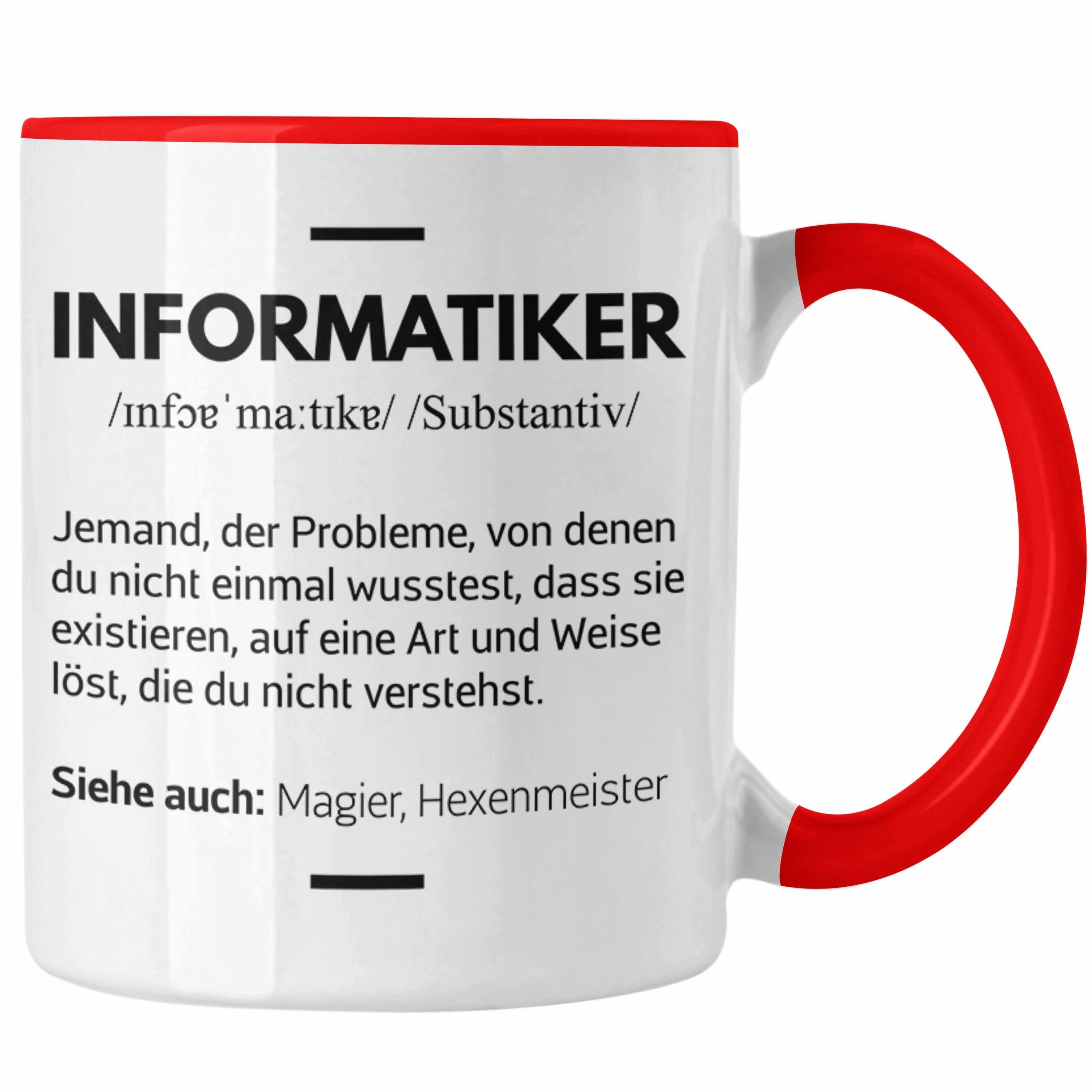 Trendation Tasse Trendation - Informatiker Tasse Geschenk Programmierer Gadget Lustig Geschenkidee Männer Zubehör Informatiklehrer IT Rot