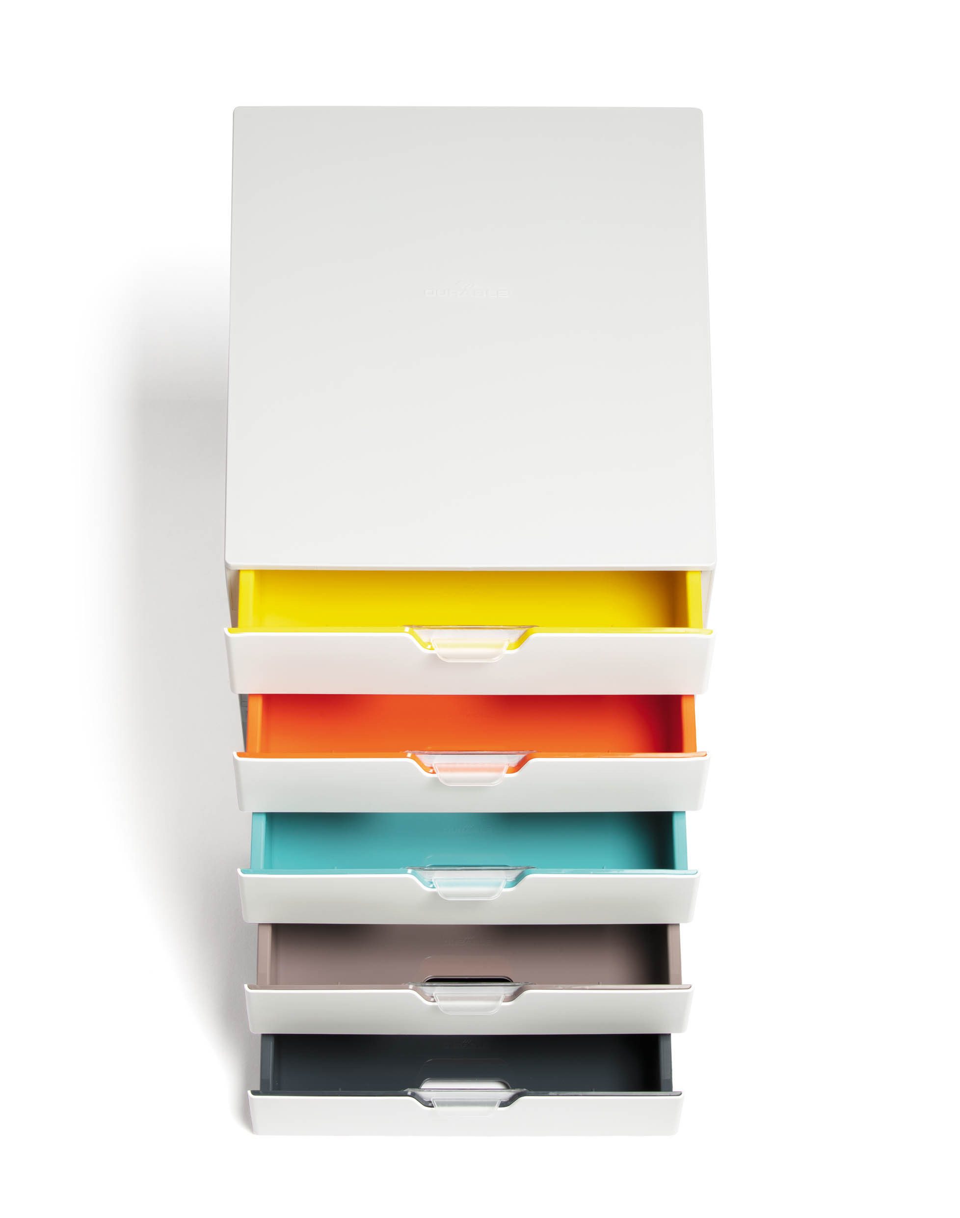 DURABLE Schubladenbox VARICOLOR, Durable 762527 Schubladenbox A4 (Varicolor Mix) 5 Fächer, mit Etikette