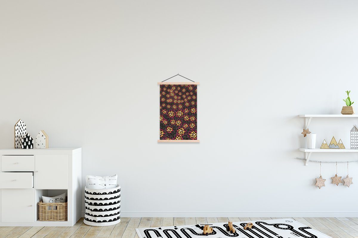 MuchoWow Poster Leopard - Design - Rosa, (1 St), Posterleiste, Textilposter für Wohnzimmer, Bilderleiste, Magnetisch