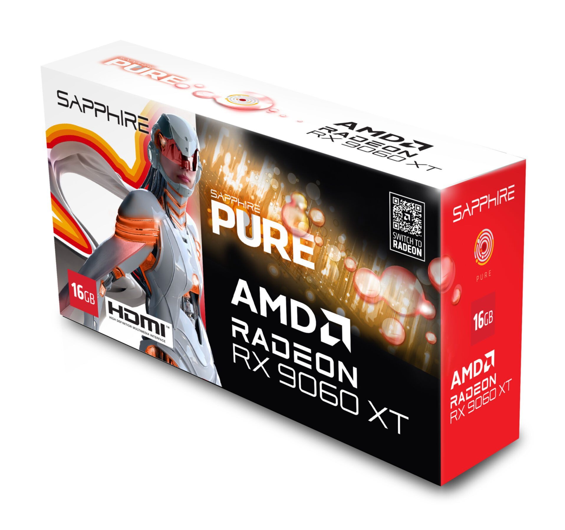 Sapphire Radeon RX 9060 XT PURE WHITE 16GB GDDR6 HDMI Grafikkarte (16 GB)