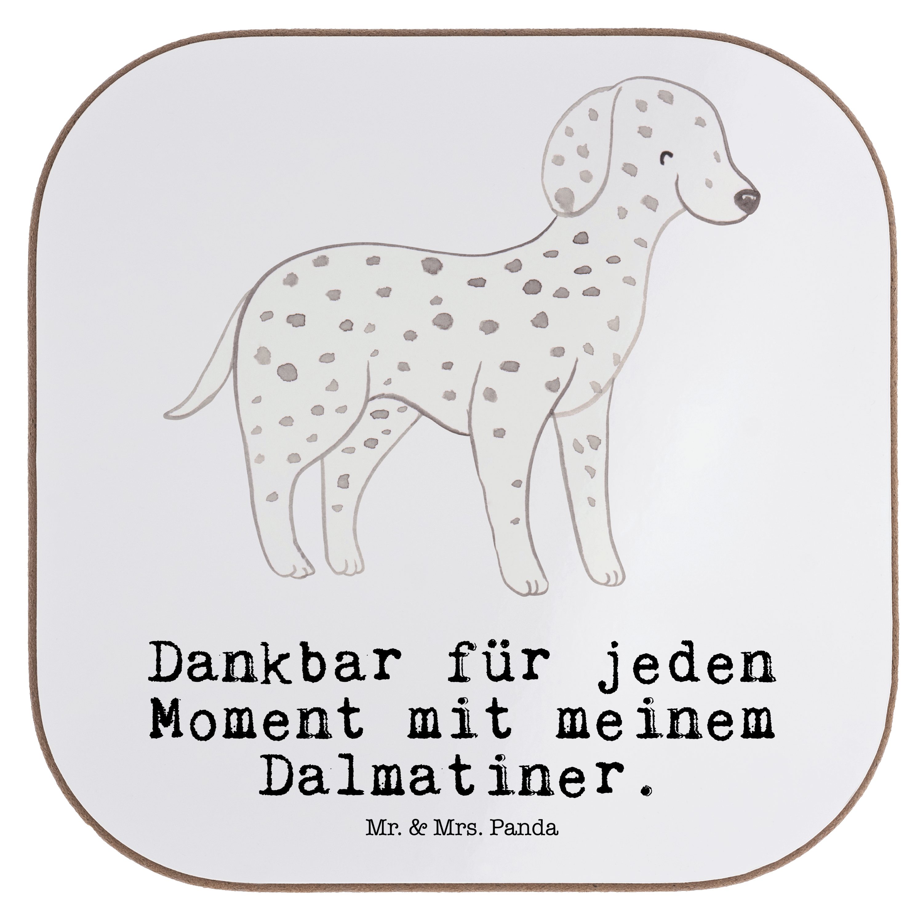 Mr. & Mrs. Panda Getränkeuntersetzer Dalmatiner Moment - Weiß - Geschenk, Hund, Schenken, Getränkeunterset, 1-tlg.